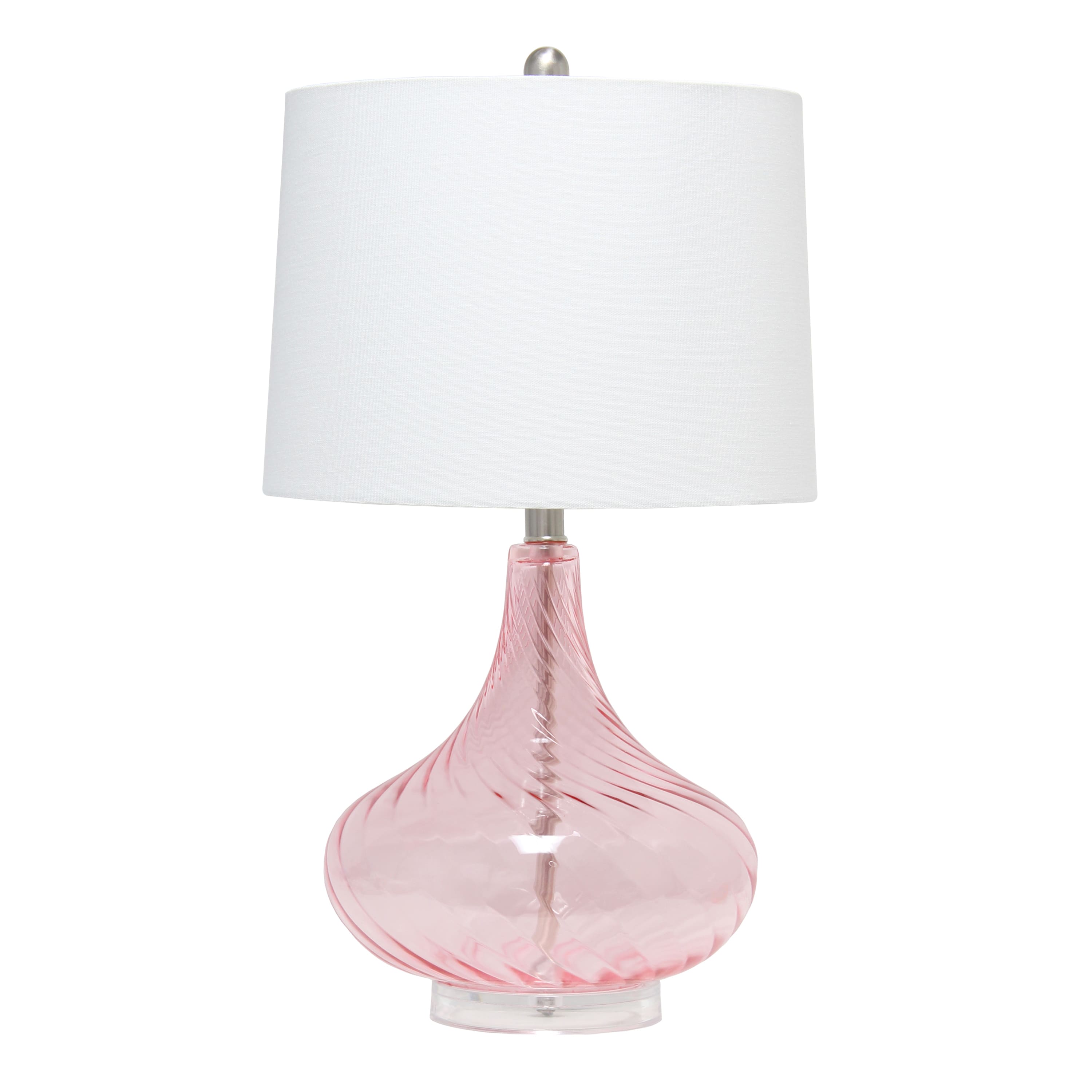 Lalia Home Classix 24&#x22; Pink Wavy Colored Glass Table Lamp