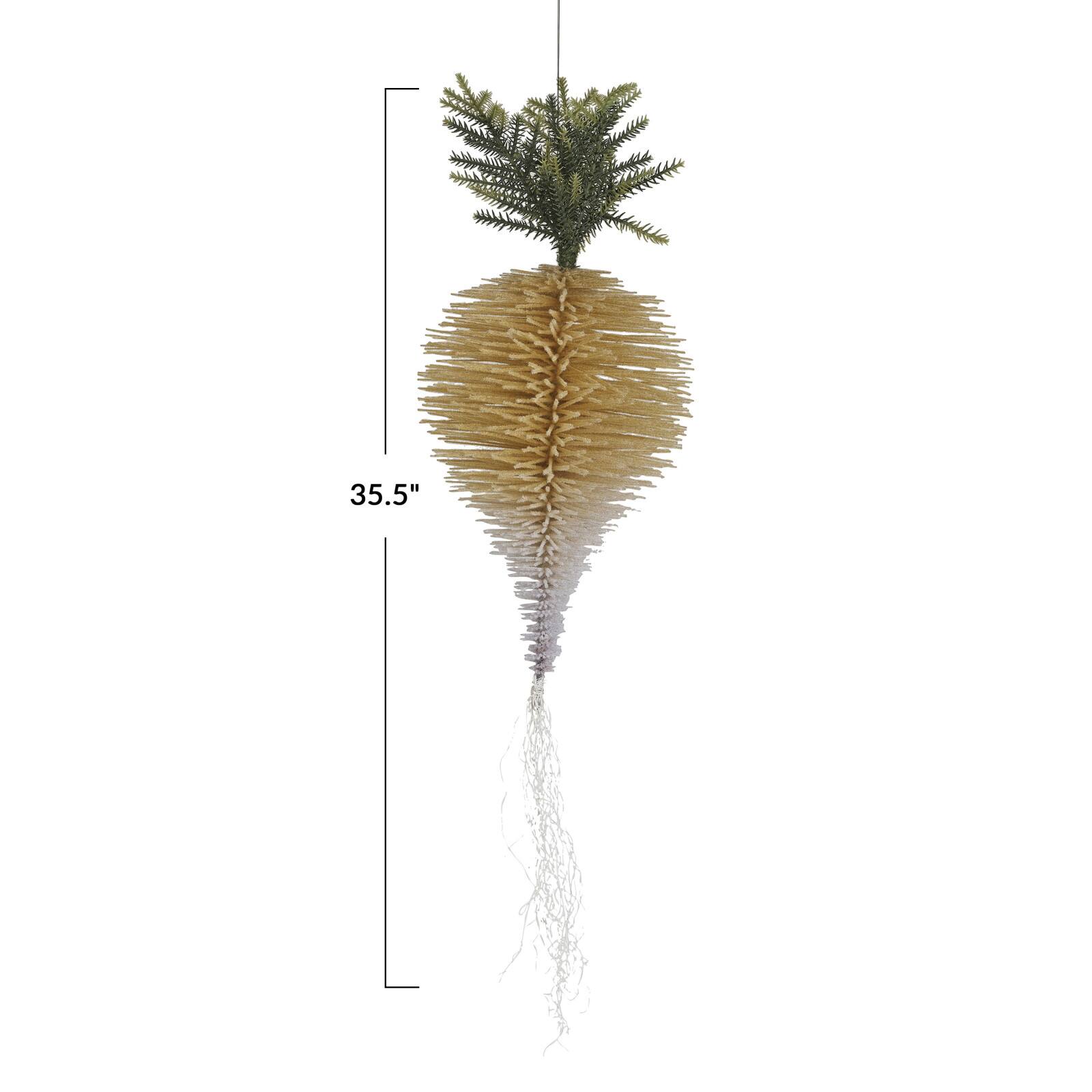 Hello Honey&#xAE; 35.5&#x22; Cream Flocked Bottle Brush Turnip Ornament