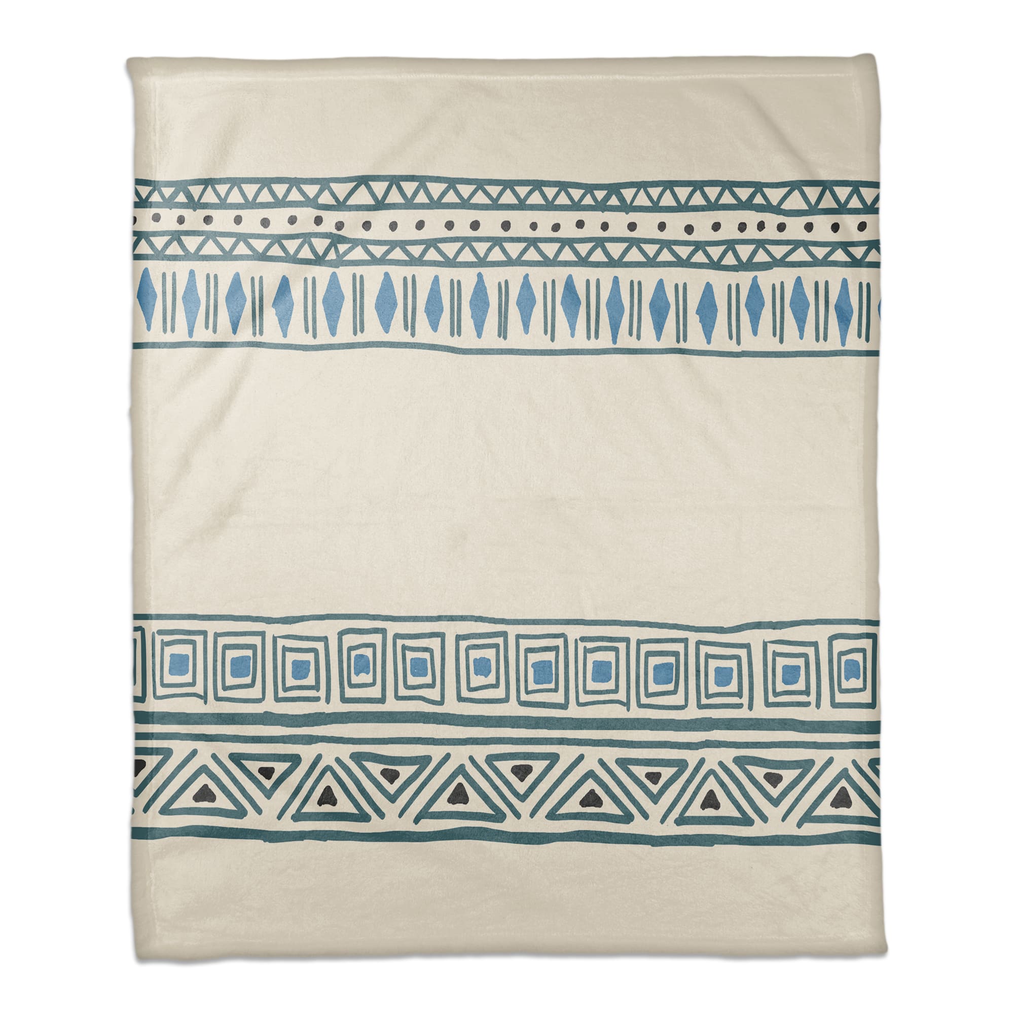 Blue & Cream Tribal Fleece Throw Blanket
