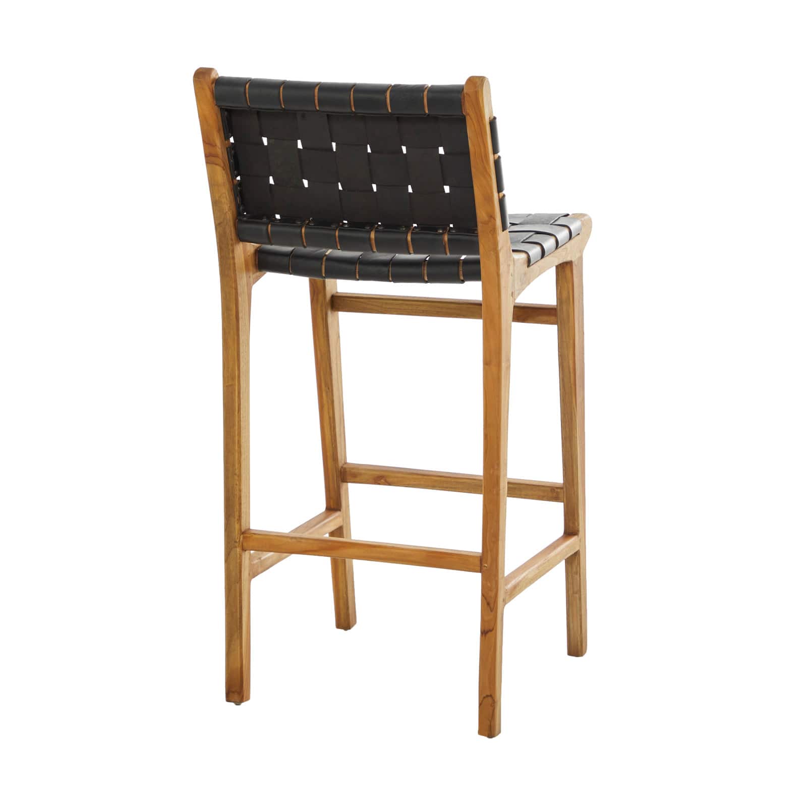 Black Teak Wood Modern Bar Stool 18" x 18" x 40"