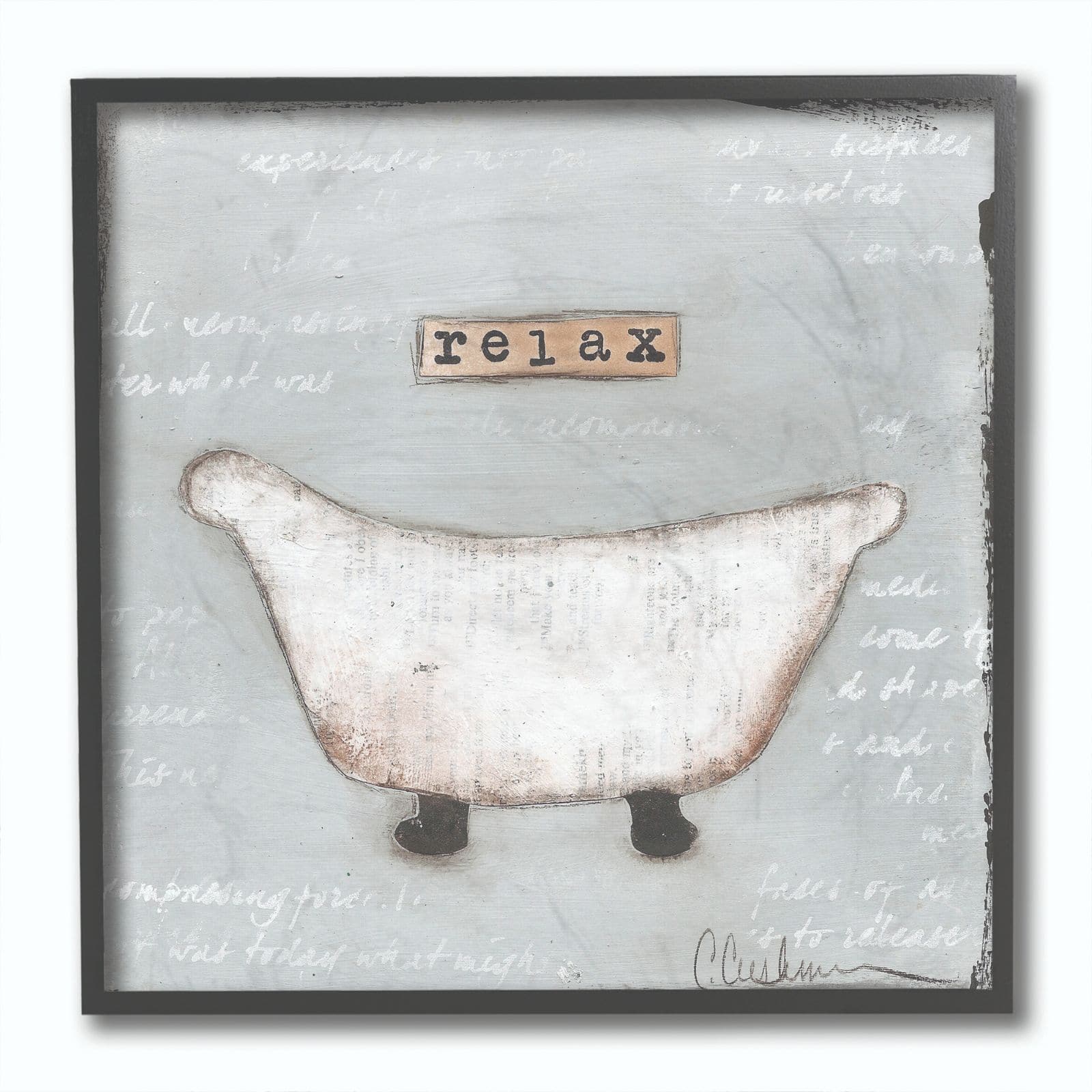 Stupell Industries Relax Bathtub Pastels Bath Framed Wall Art