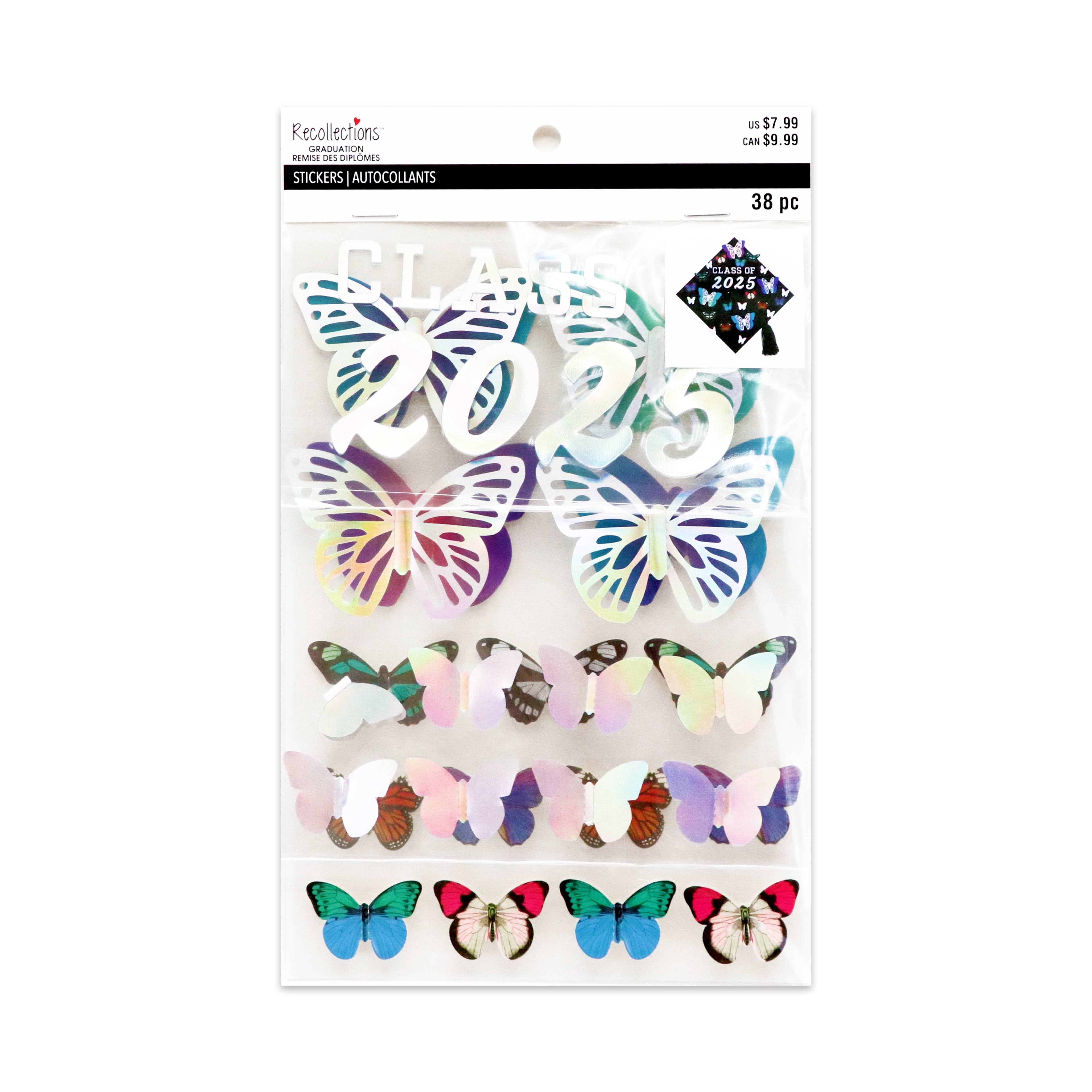 Holographic Butterfly Graduation Cap Stickers by Recollections™