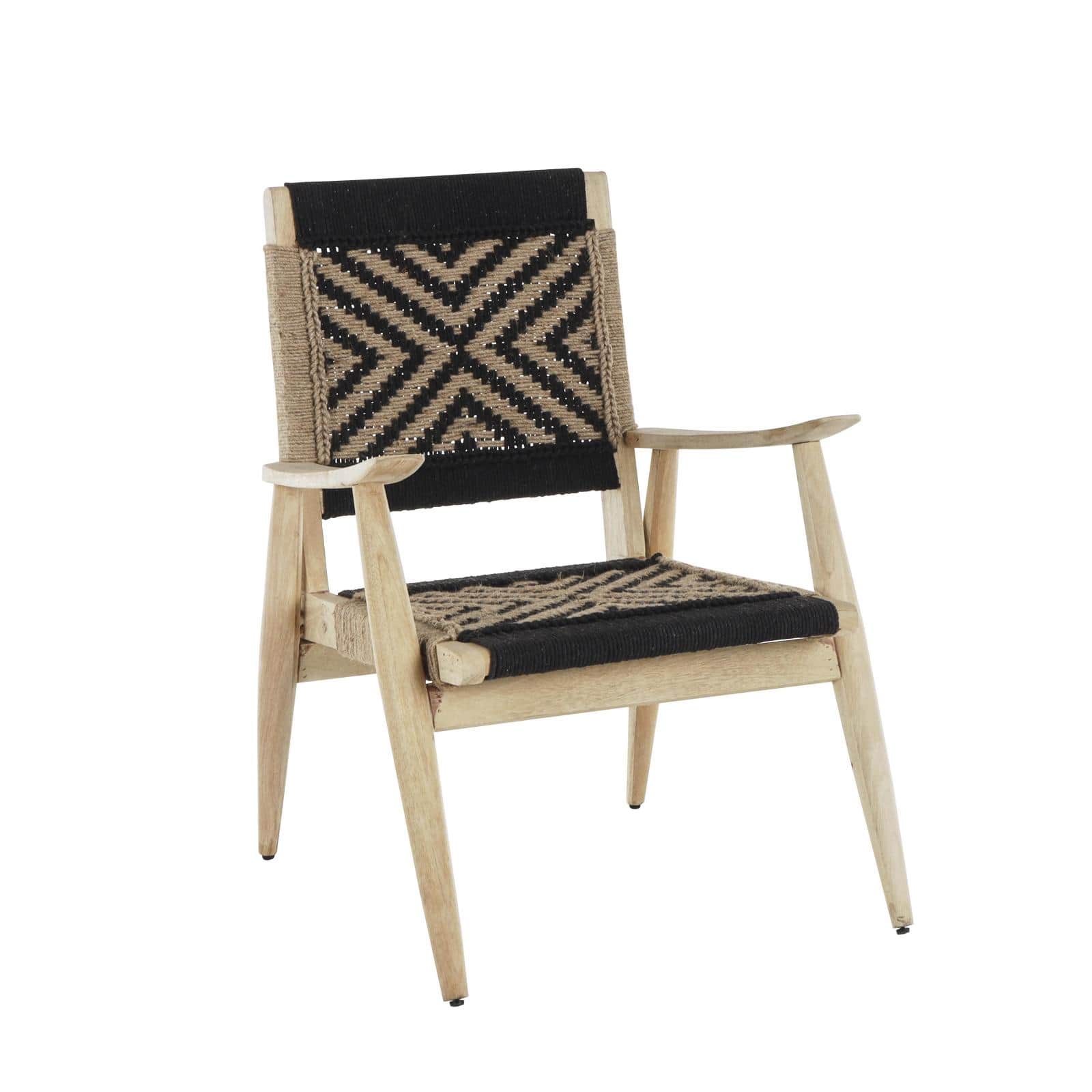 24" x 33" Black Jute Rope Woven Accent Chair