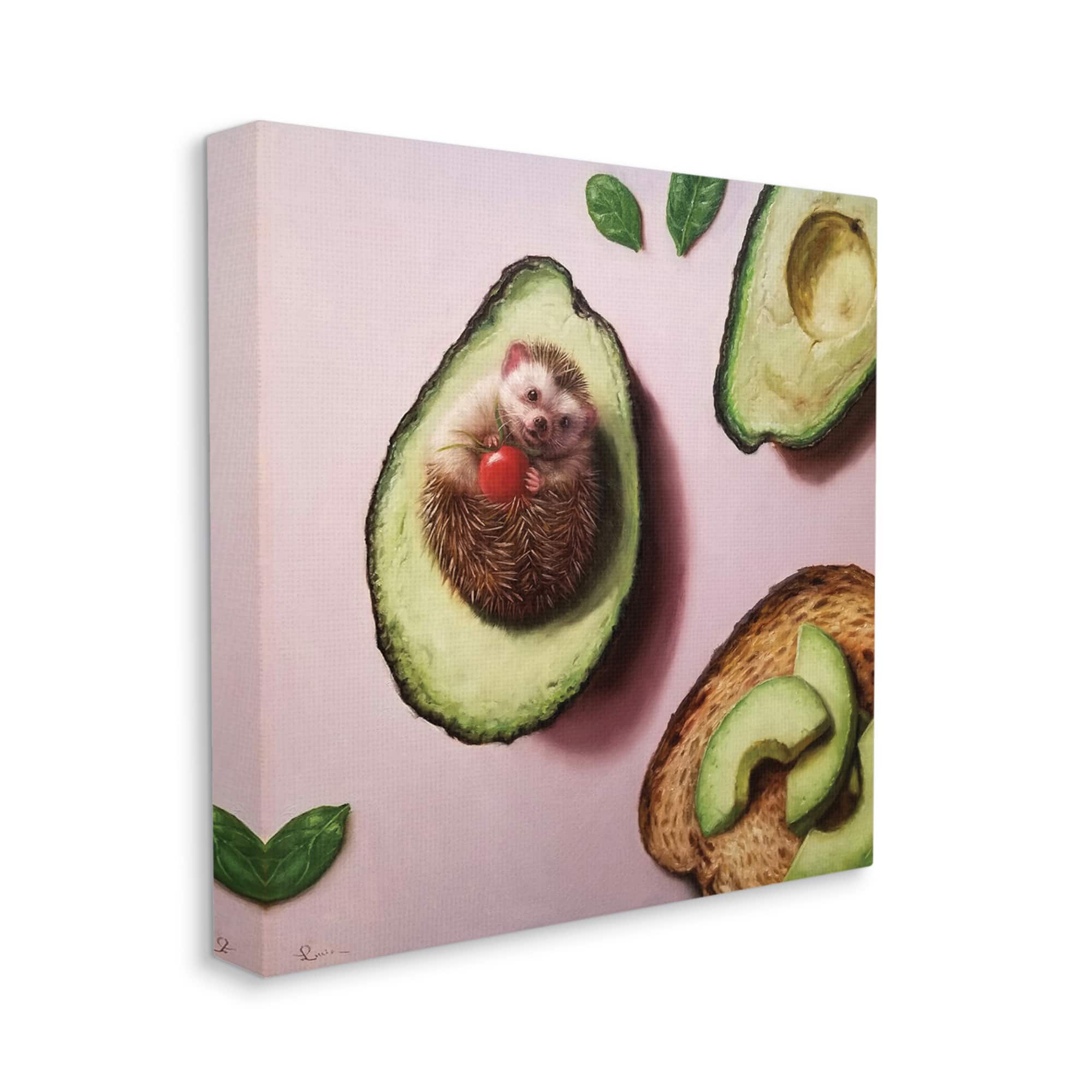 Stupell Industries Adorable Hedgehog Resting in Avocado Canvas Wall Art