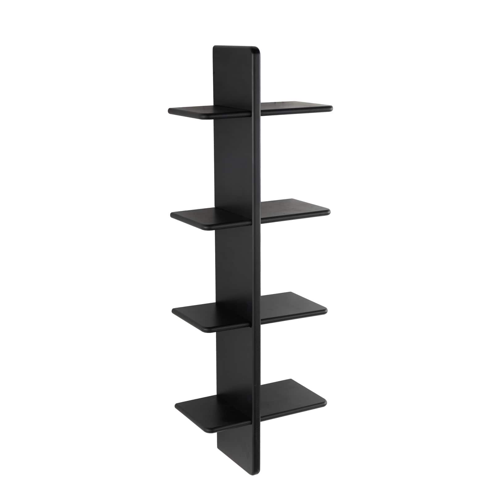 15" x 44" Shelf Black Wood Handmade Wall Hanging Shelf