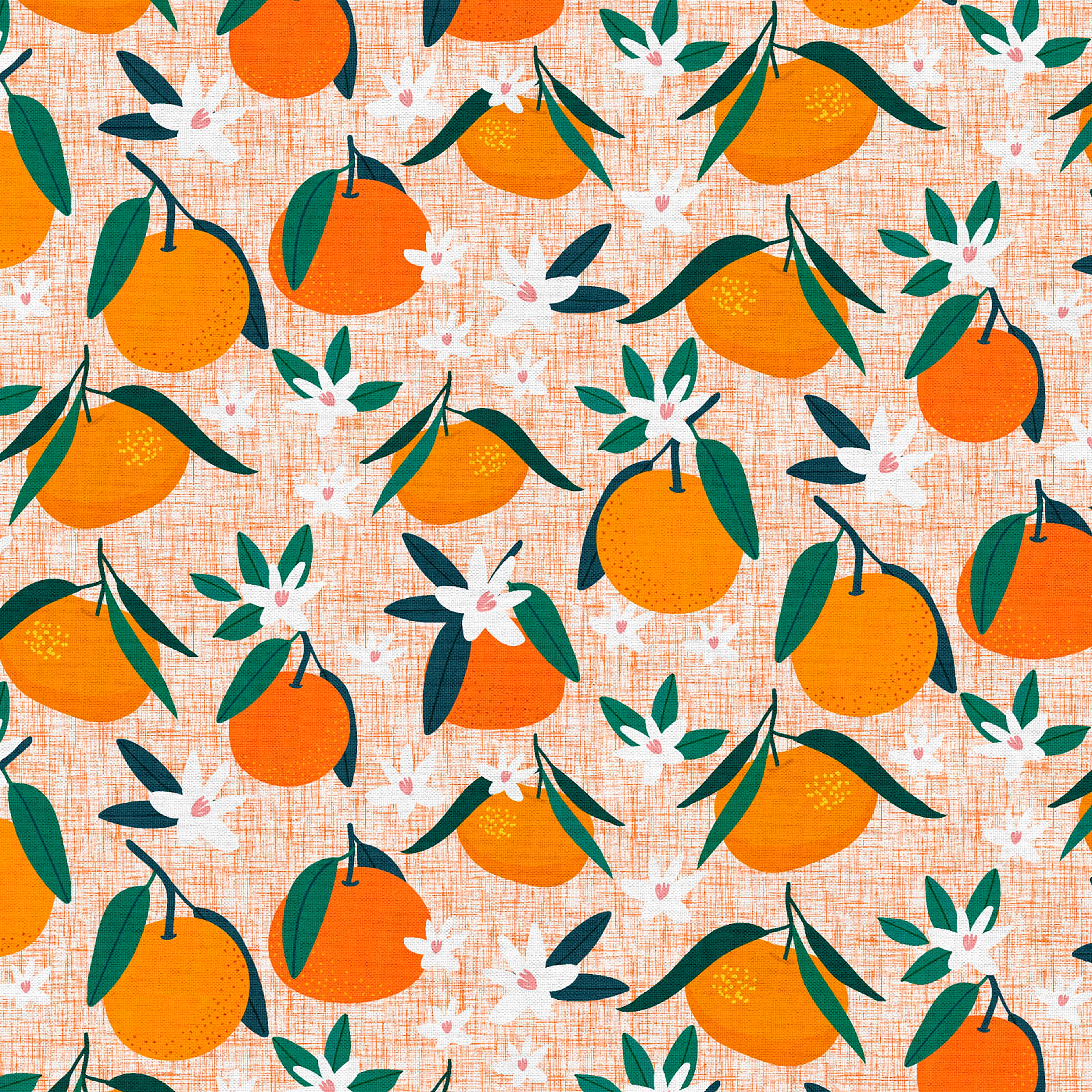 Madcap Cottage Prints Charming Orange Blooms Cotton Fabric