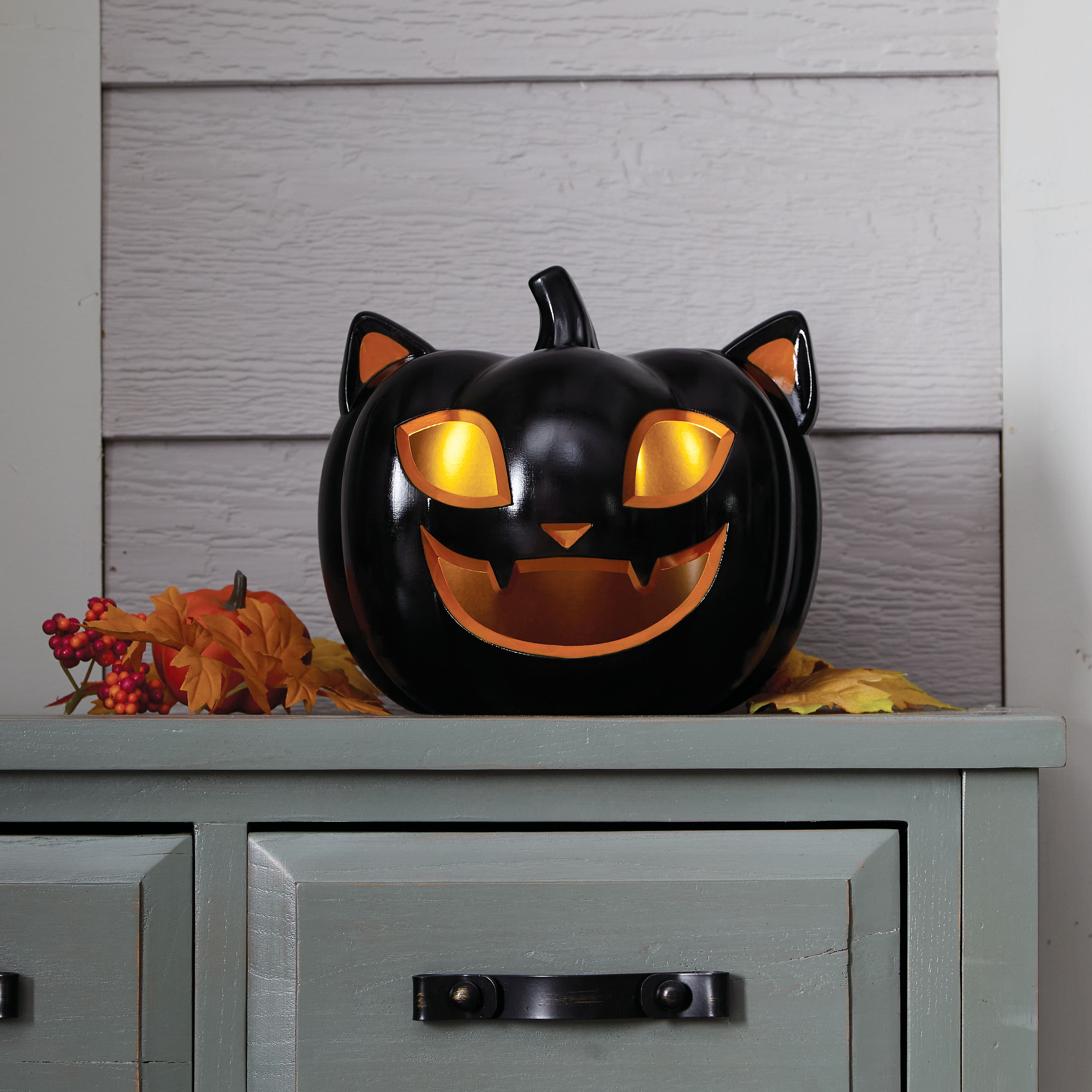 9&#x22; Lighted Cat Pumpkin by Ashland&#xAE;