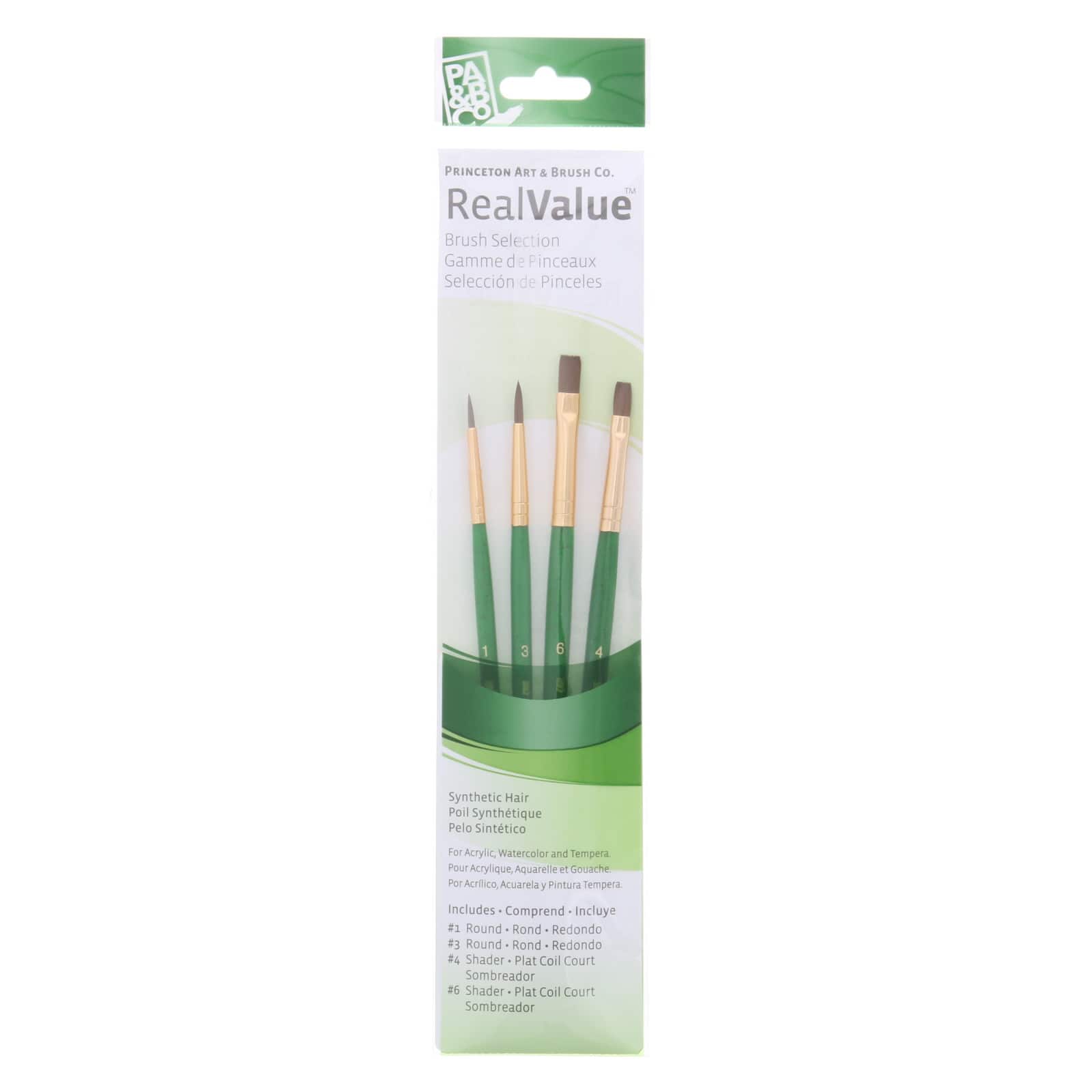 Princeton&#x2122; RealValue&#x2122; Synthetic Hair 4 Piece Brush Set