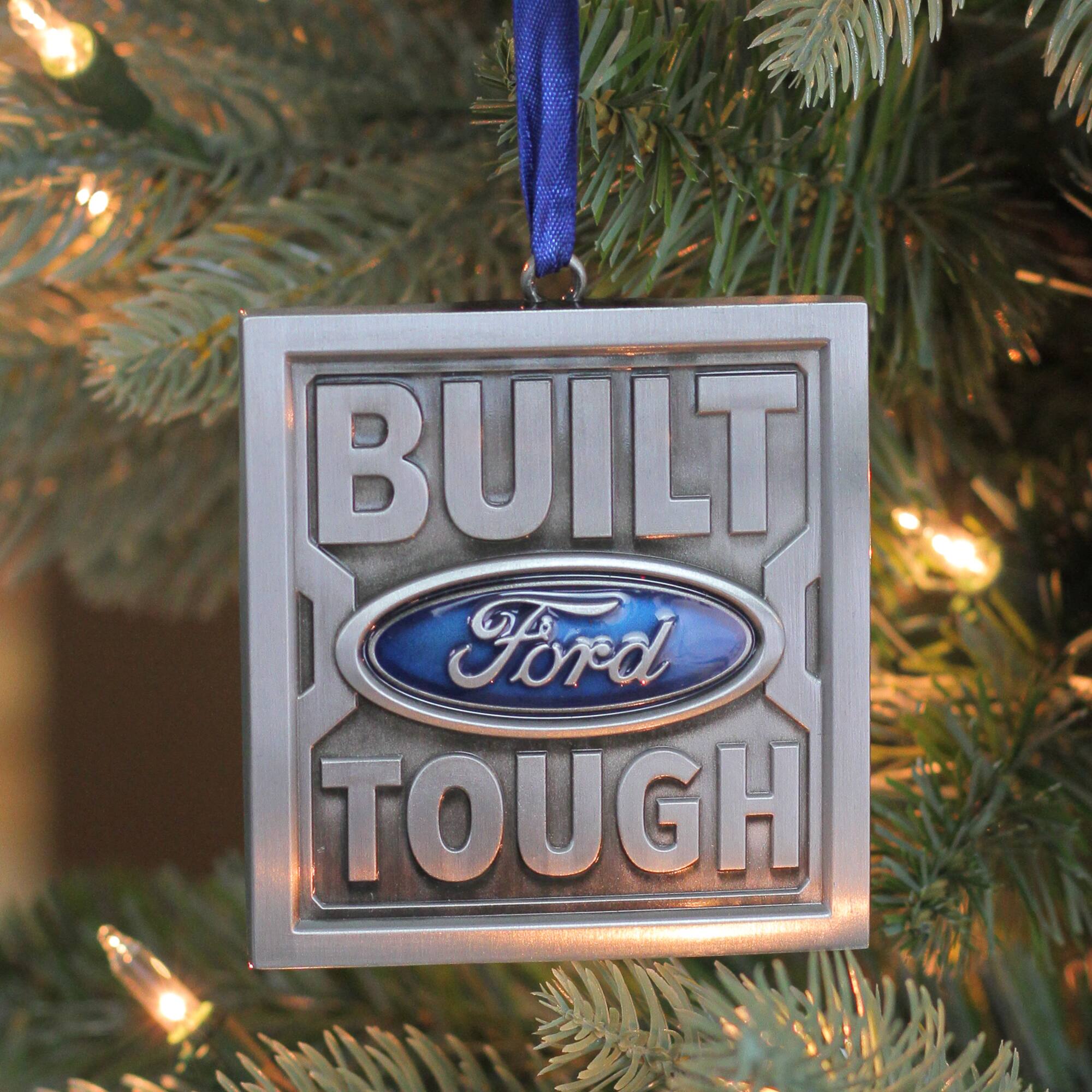 3" Brushed Nickel Plated Built Ford Tough Christmas Ornament