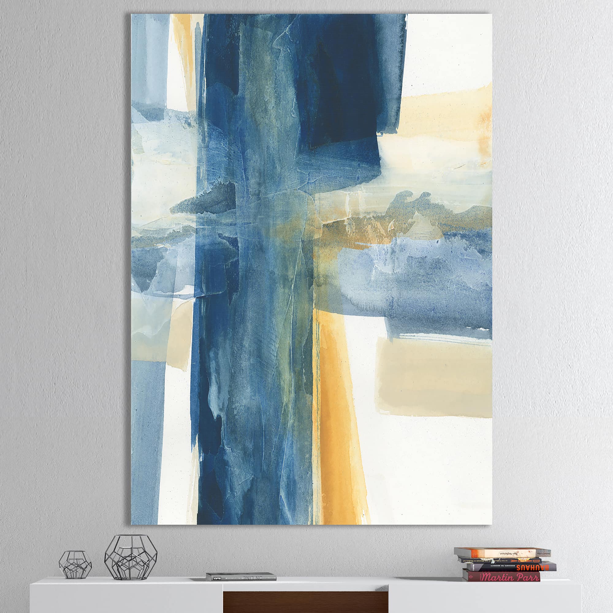 Designart - Indigo Panel VI - Glam Modern Canvas Artwork