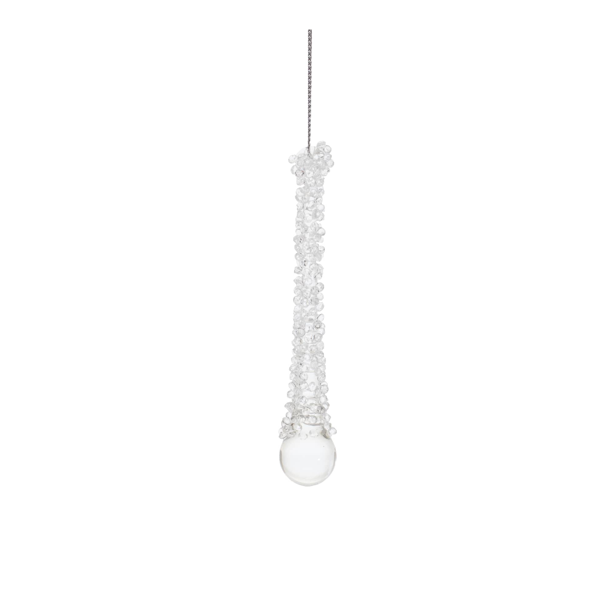 Clear Beaded Glass Icicle Drop Ornaments Set