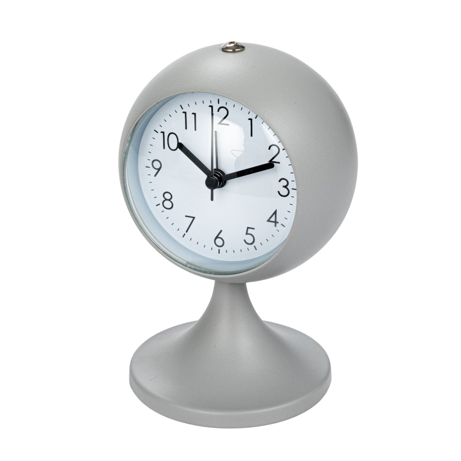Hello Honey® 5" White Round Metal Table Clock with Alarm