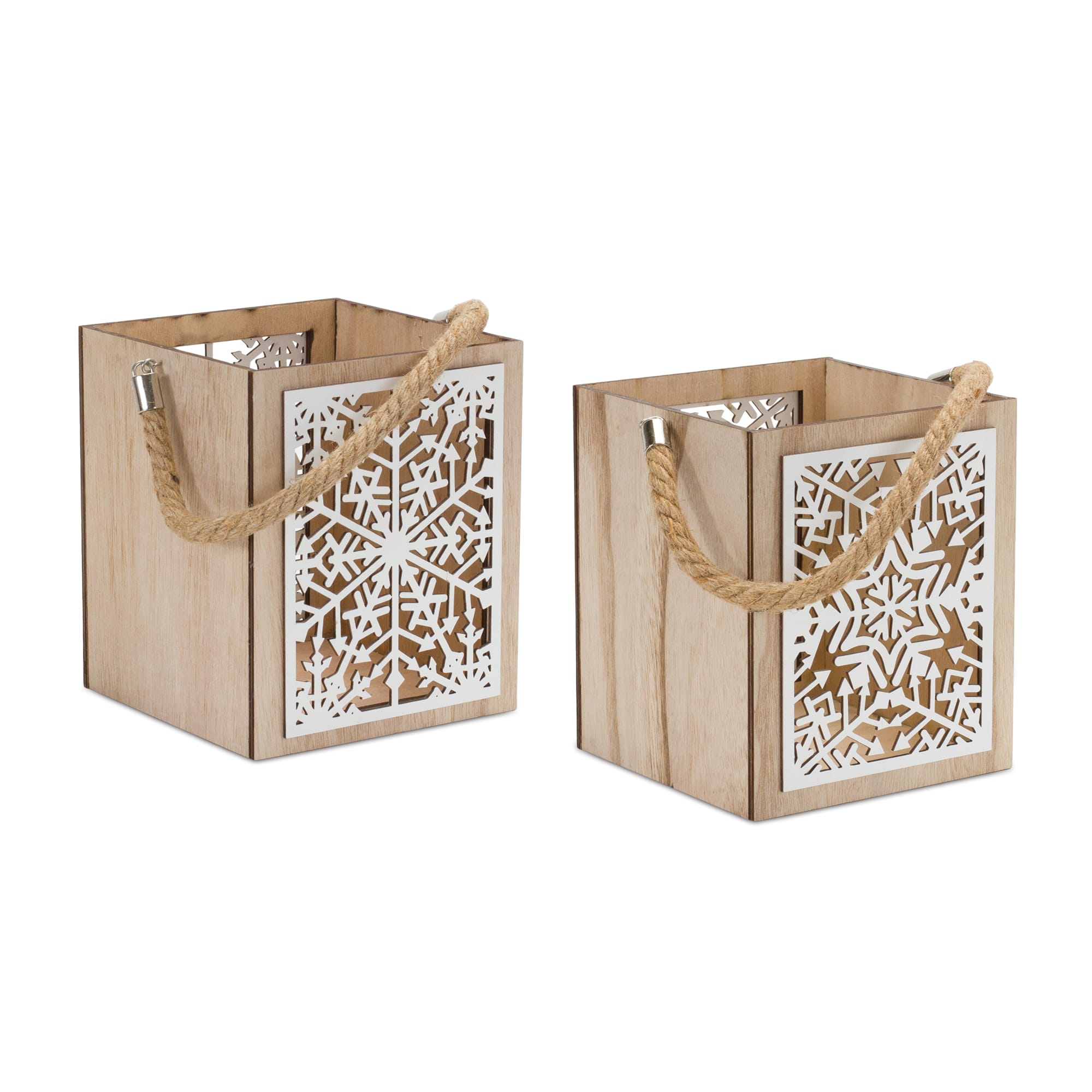 14&#x22; Wooden Snowflake Lanterns, 4ct.