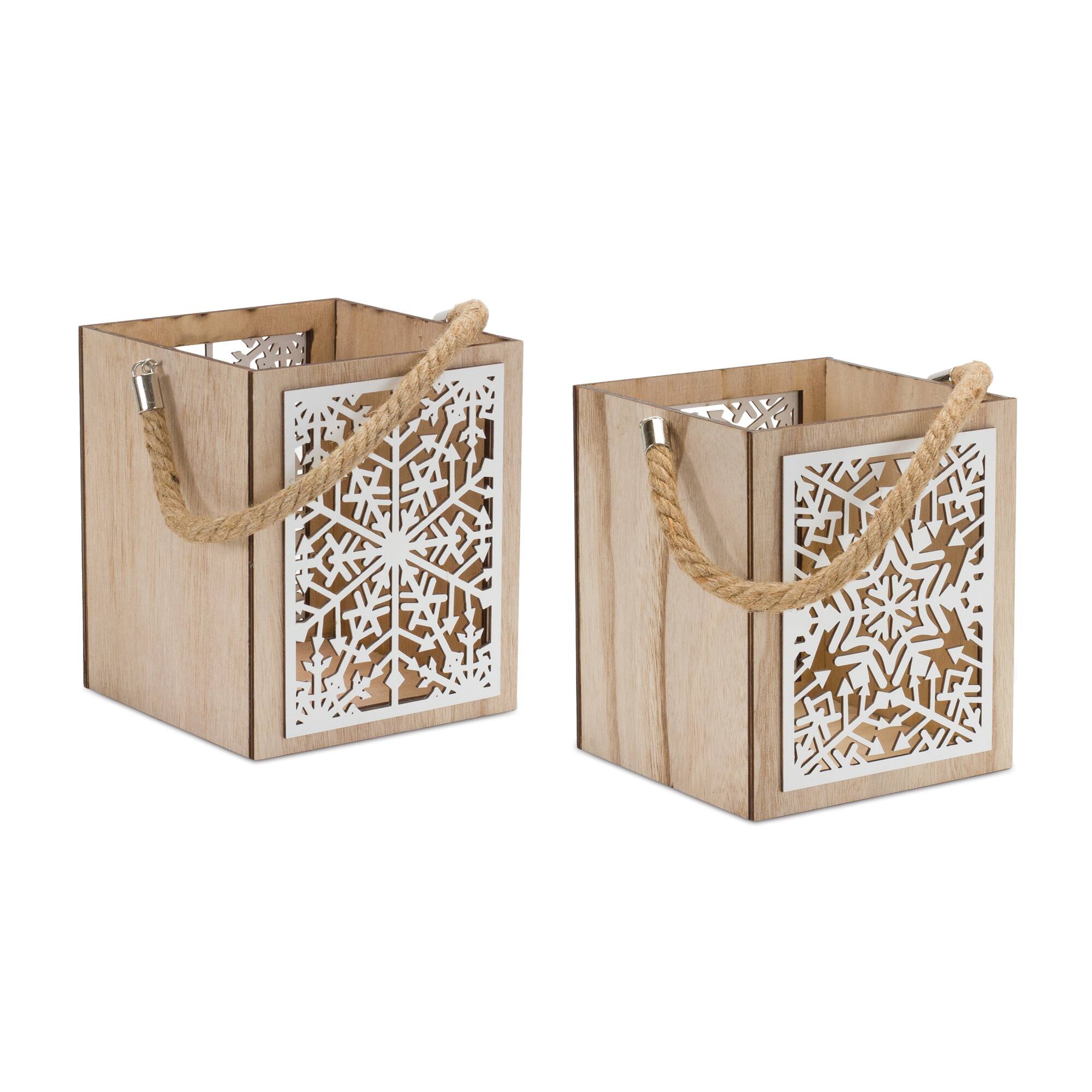 14" Wooden Snowflake Lanterns, 4ct.