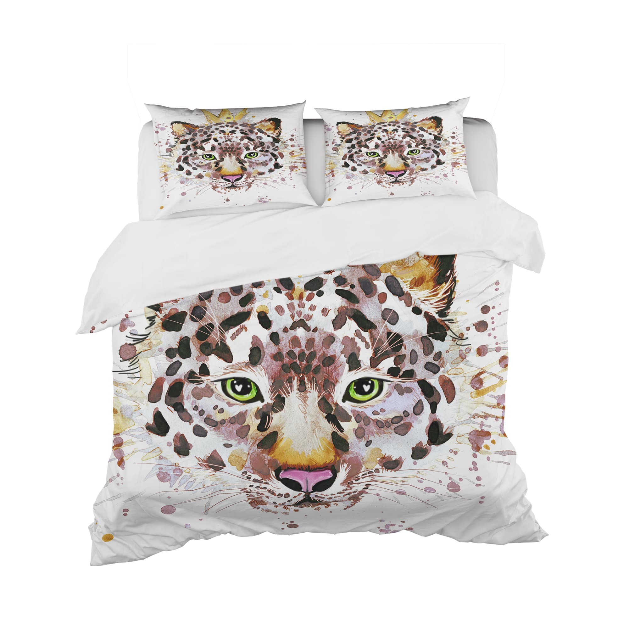 Designart &#x27;Leopard Head with Golden Crown - Tropical Duvet Cover Set