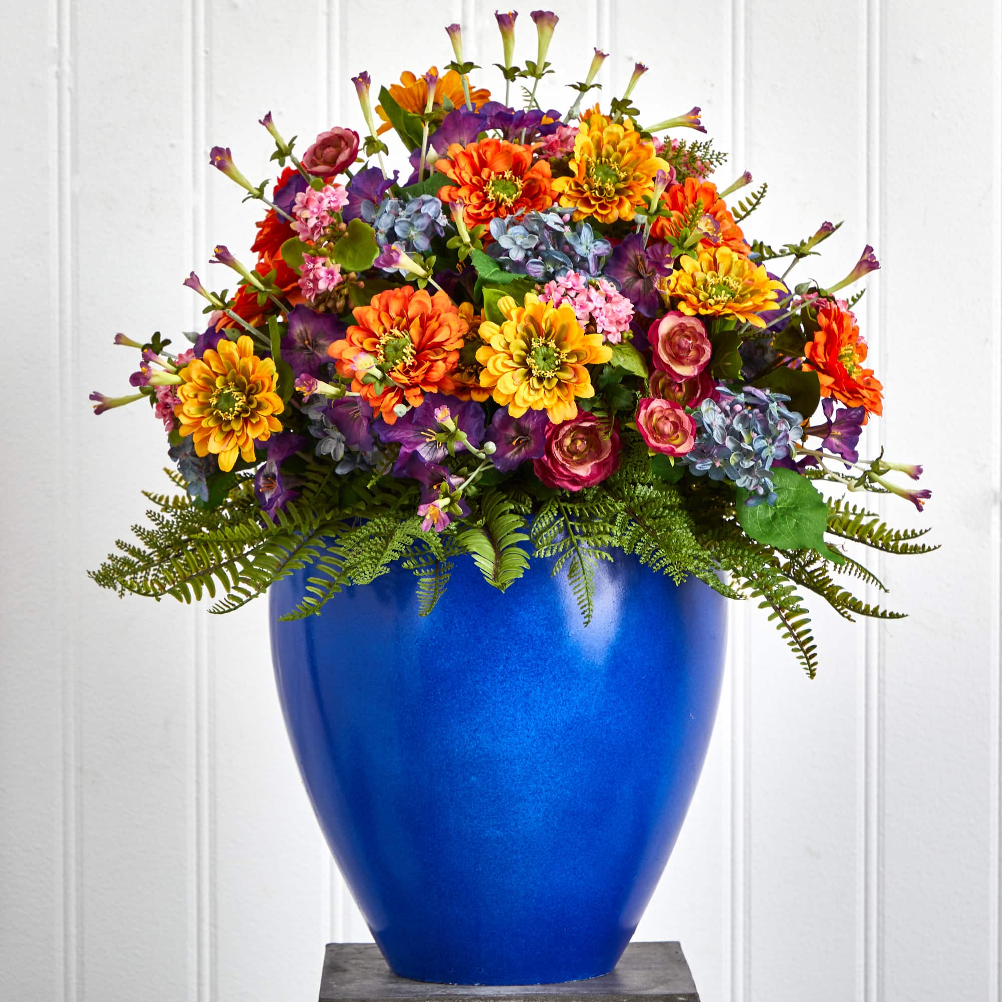 24&#x22; Mixed Floral Artificial Arrangement in Blue Vase