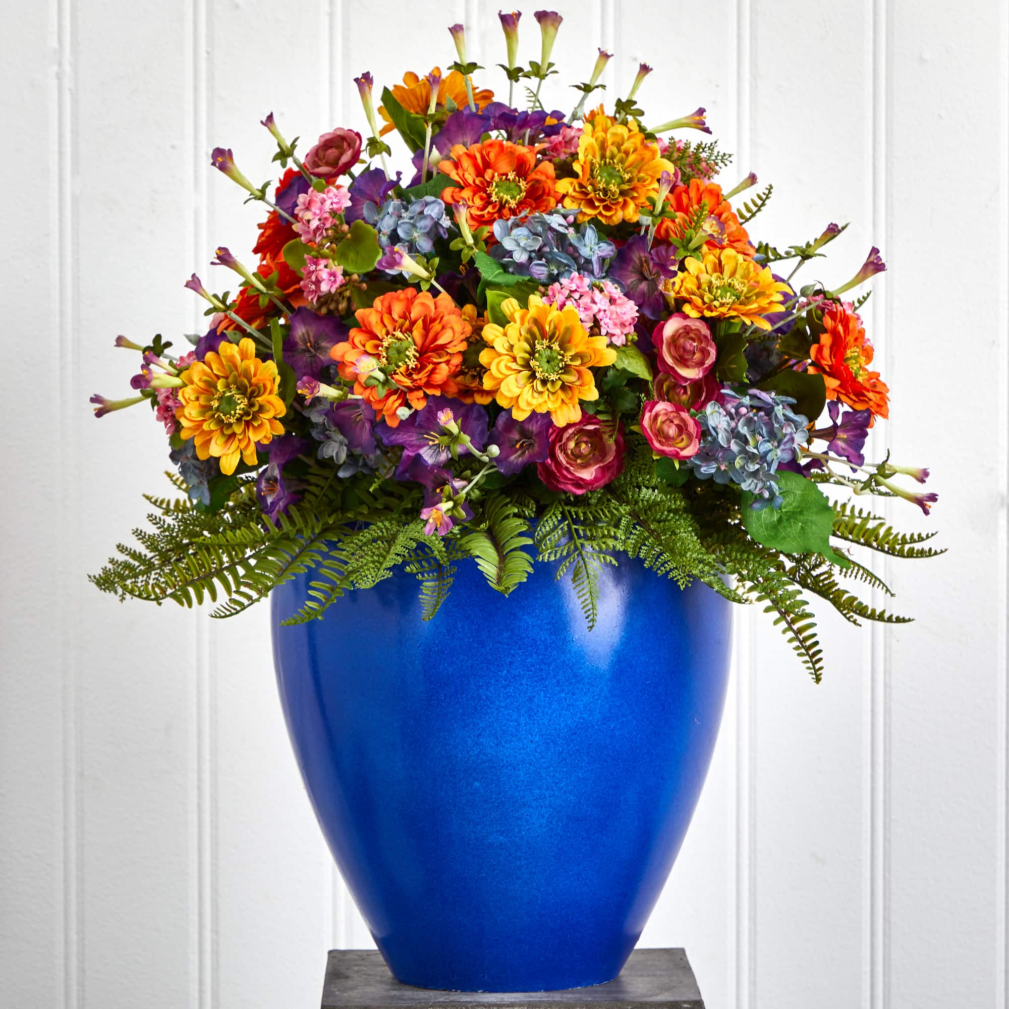 24" Mixed Floral Artificial Arrangement in Blue Vase