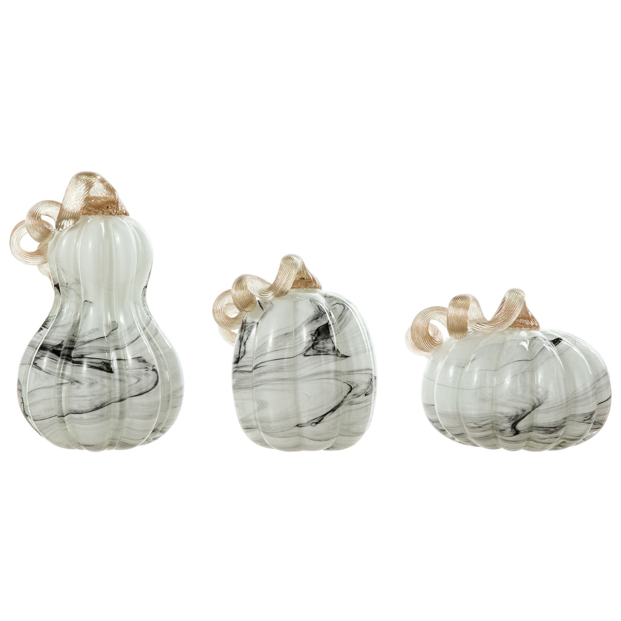 Glitzhome&#xAE; Gray Marble Glass Pumpkin &#x26; Gourd Set