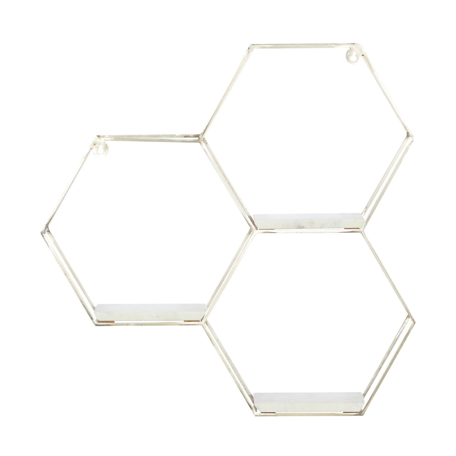 26" Silver Marble Contemporary Wall Shelf