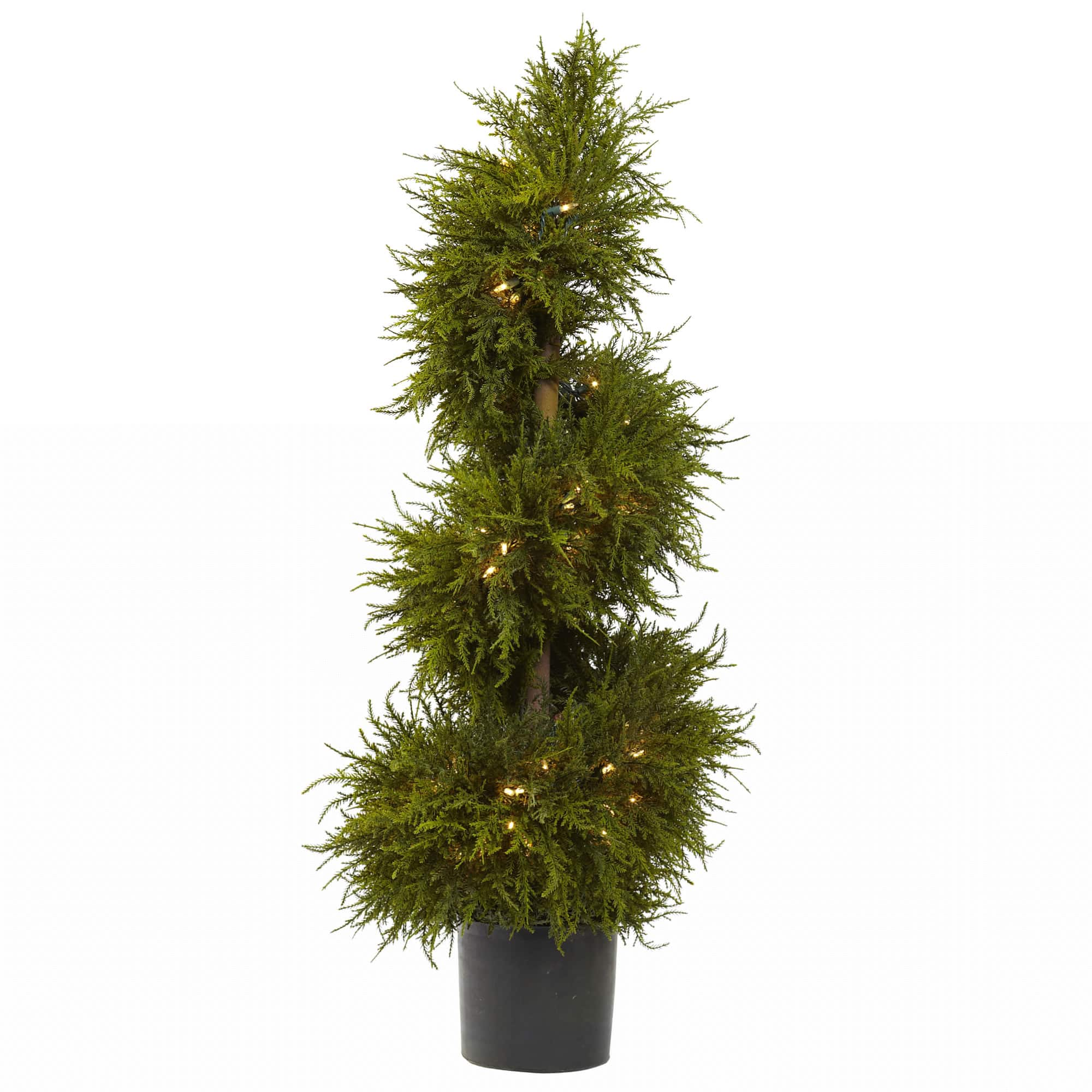 3.5ft. Pre-Lit Potted Cedar Spiral Topiary 