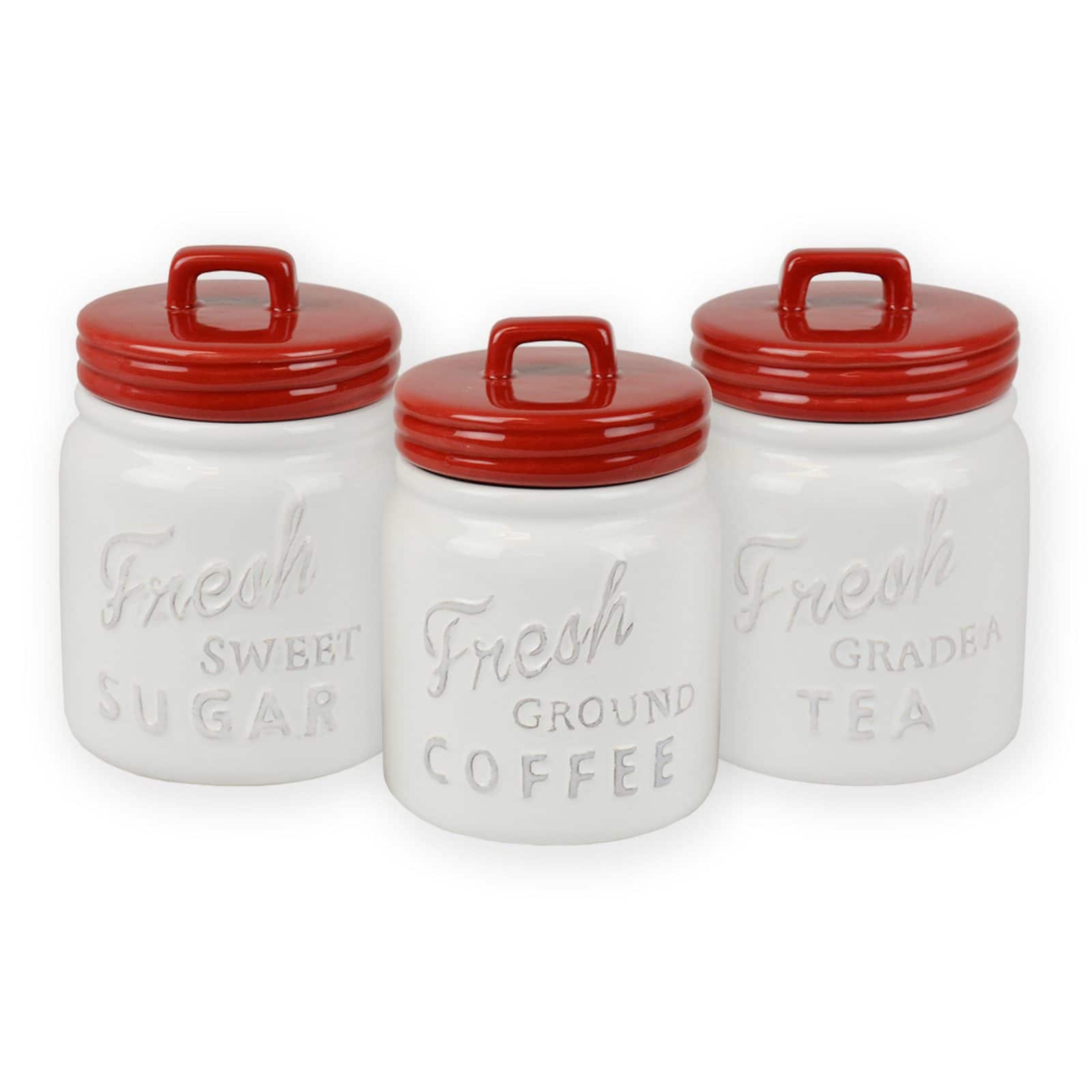 DII® 5.6" Red Ceramic Jar Canister Set, 3ct.