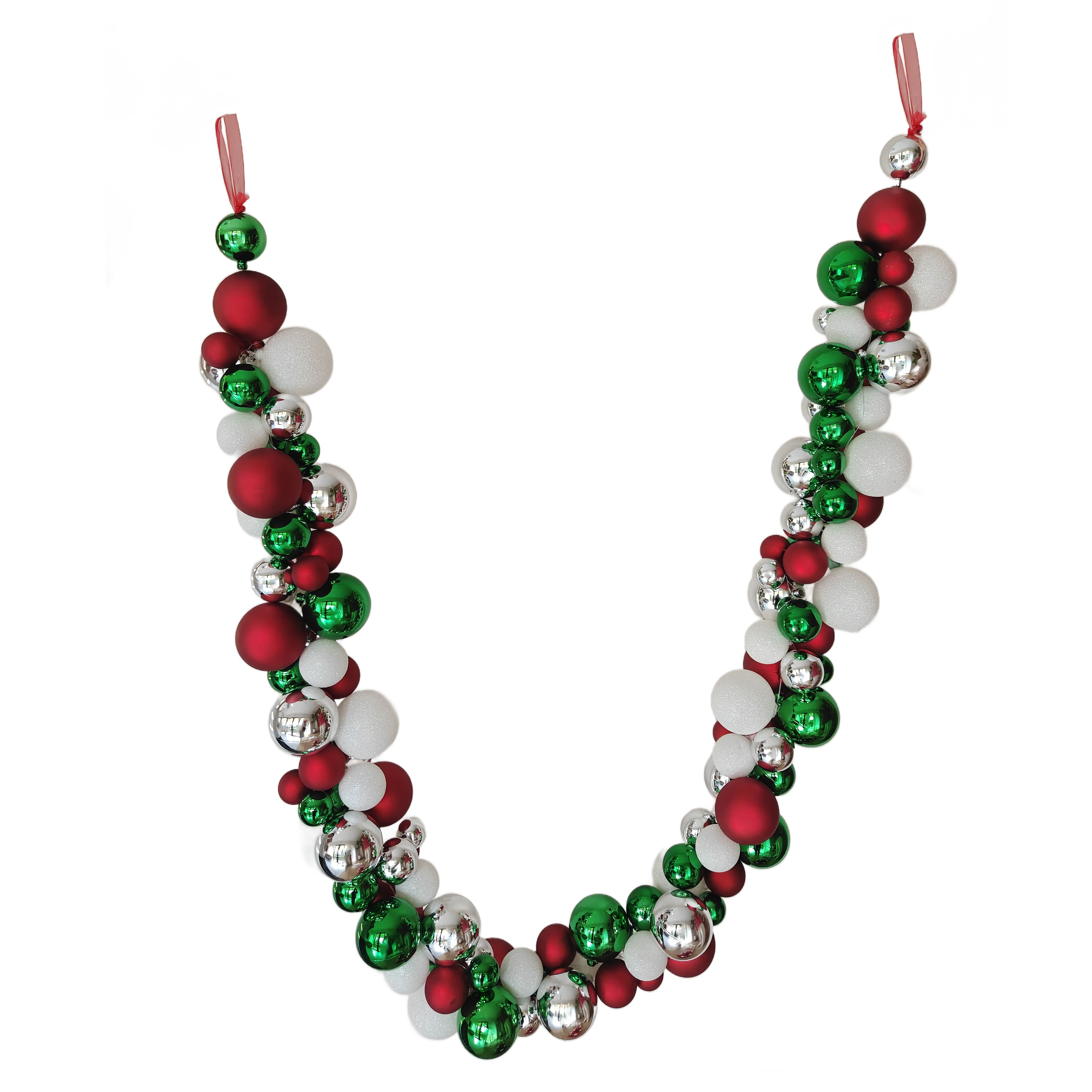 6ft. Green, White &#x26; Red Ball Ornament Garland by Ashland&#xAE;