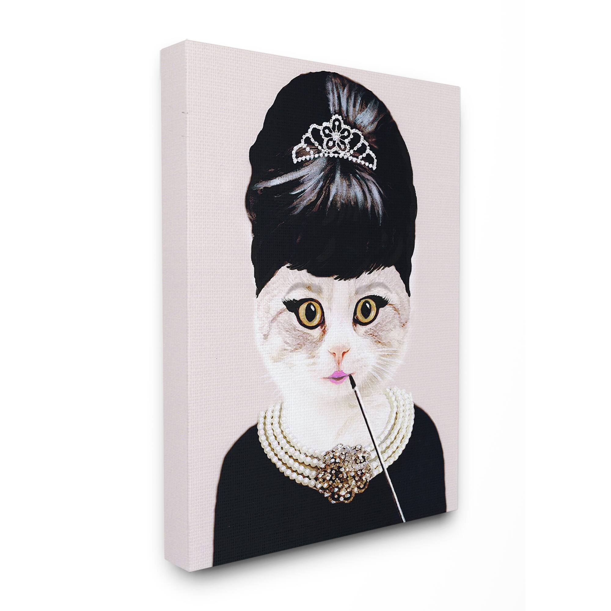 Stupell Industries Fashion Feline Jewelry And Makeup Cat Canvas Wall Art