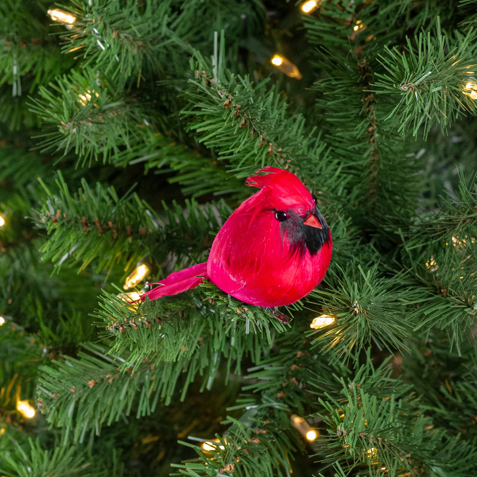 Cardinal Bird Clip-on Christmas Ornament - 5&#x22; - Red and Black