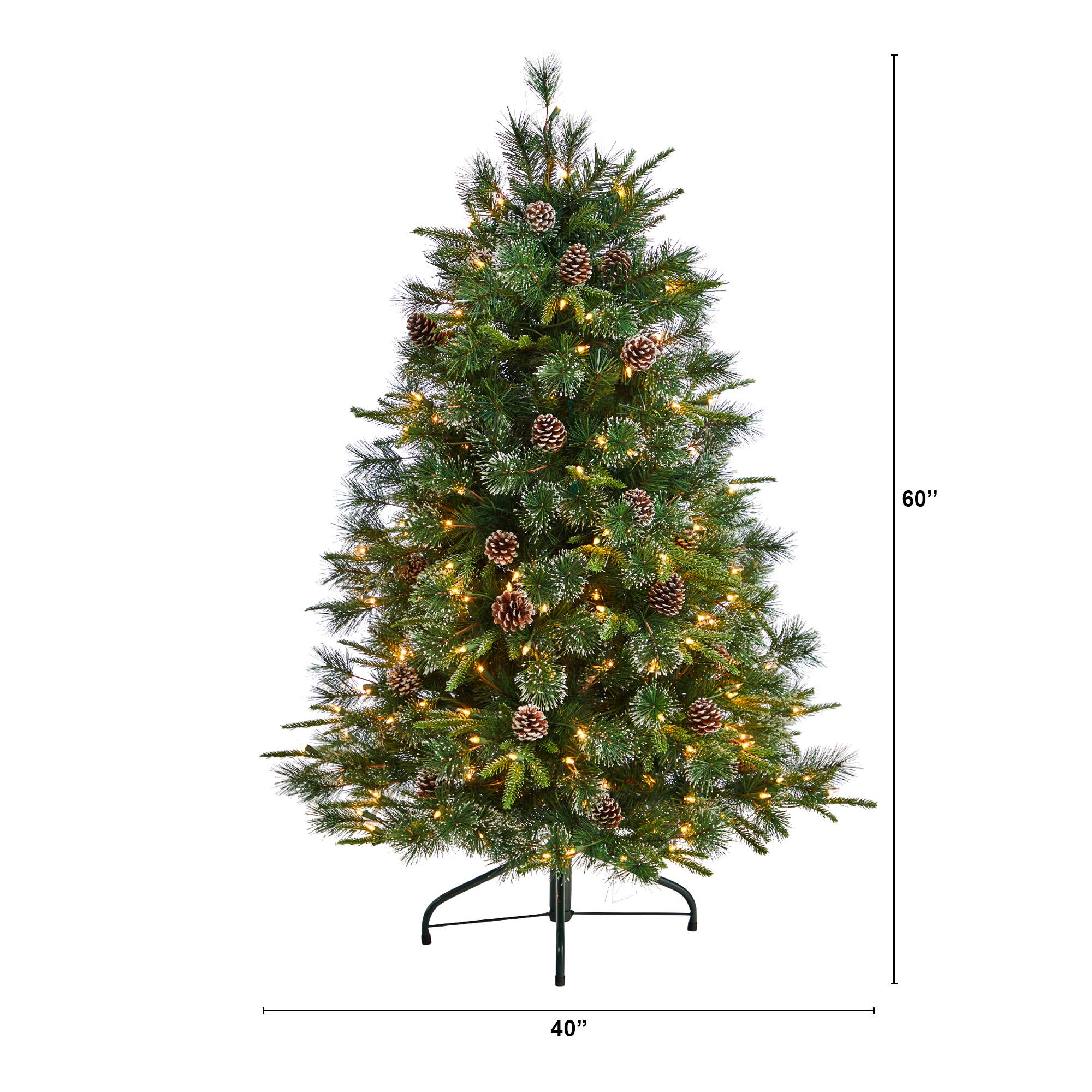 5ft. Pre-Lit Snowed Tipped Clermont Mixed Pine Artificial Christmas Tree, Clear Lights