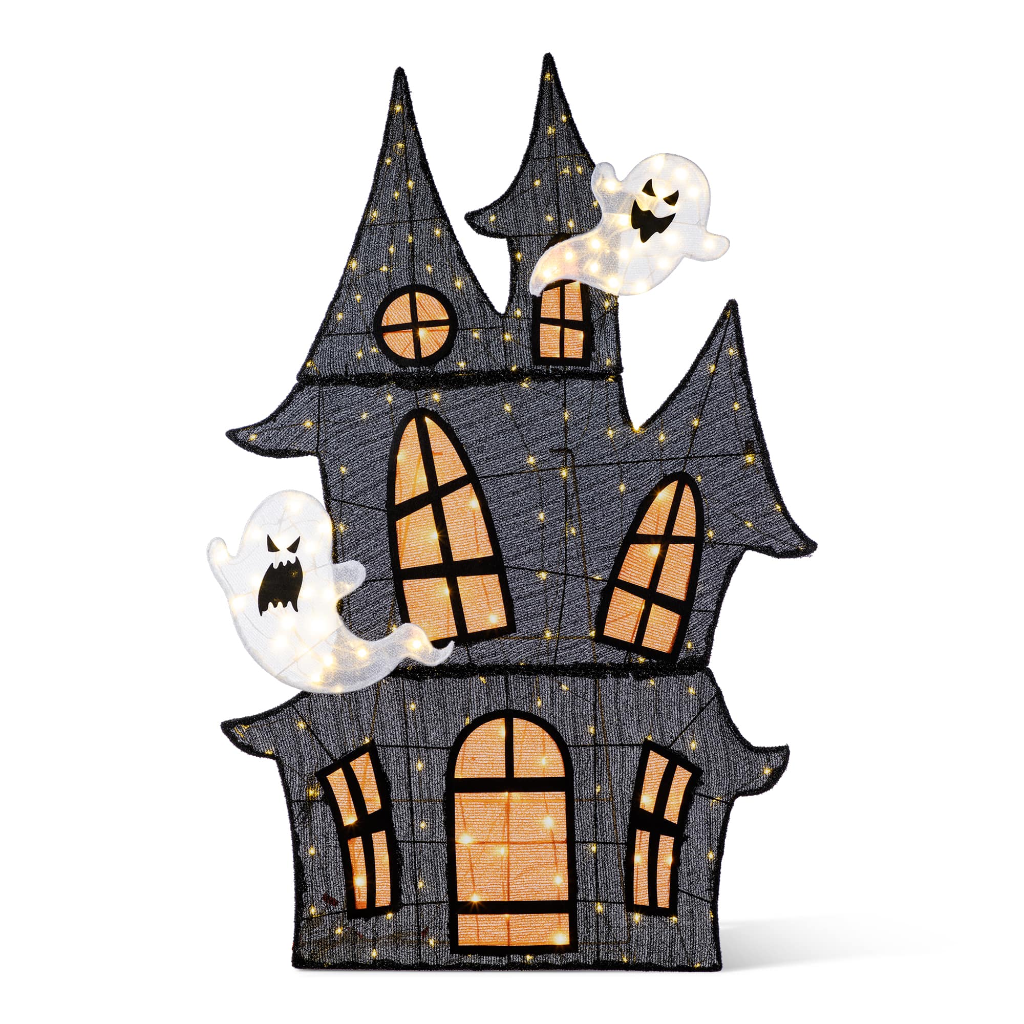 Glitzhome&#xAE; 61.75&#x22;H Lighted Halloween 2D Haunted House Outdoor Decor