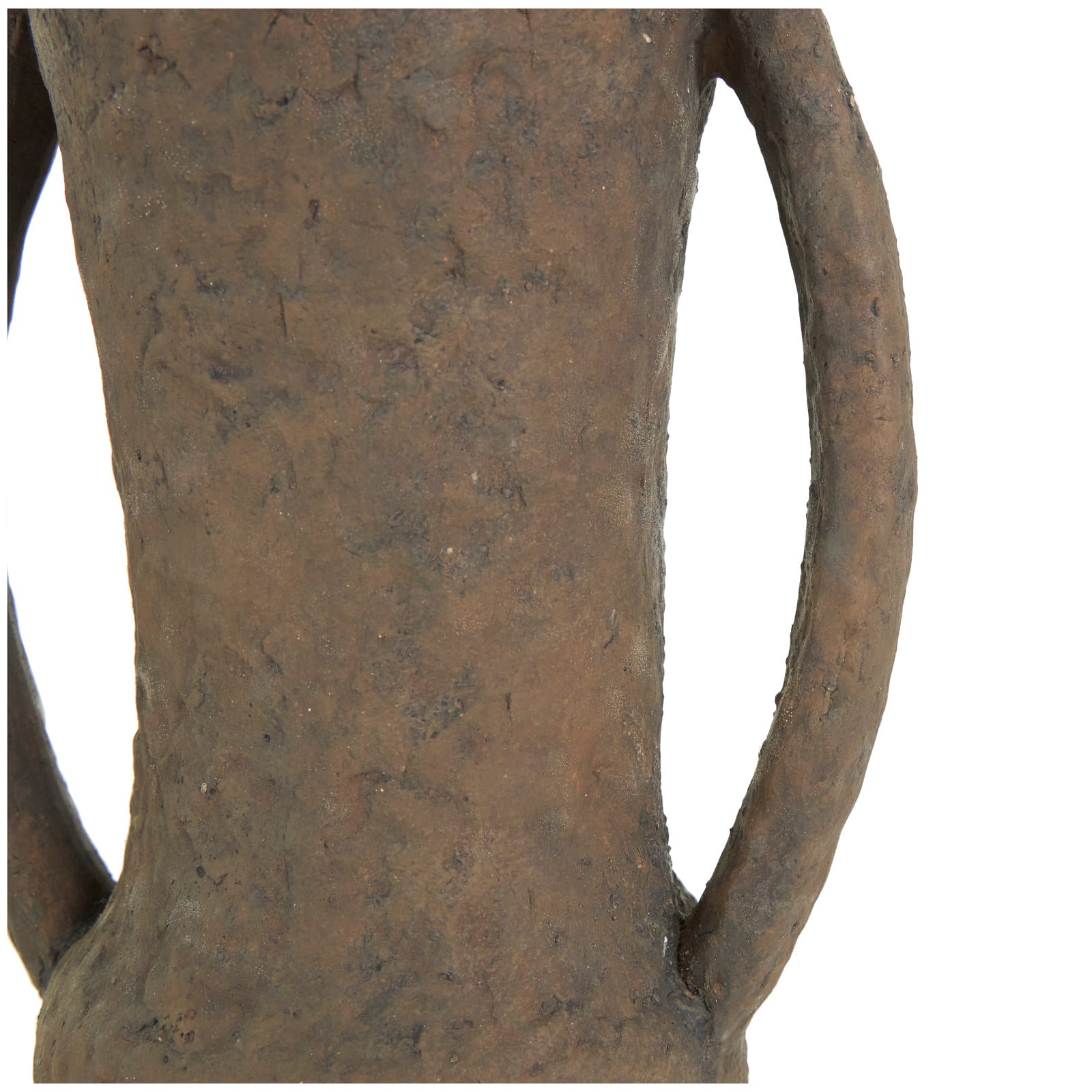 15" Dark Brown Ceramic Handmade Textured Amphora Vase with Two Long Handles