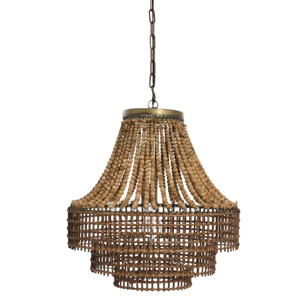 Hello Honey&#xAE; 23.5&#x22; Metal, Rattan and Wood Bead Chandelier