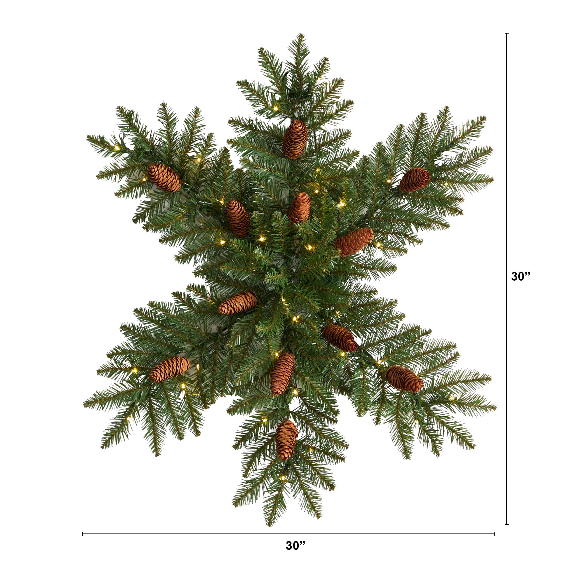 30" Pre-Lit Snowflake Artificial Dunhill Fir Wreath With Pinecones