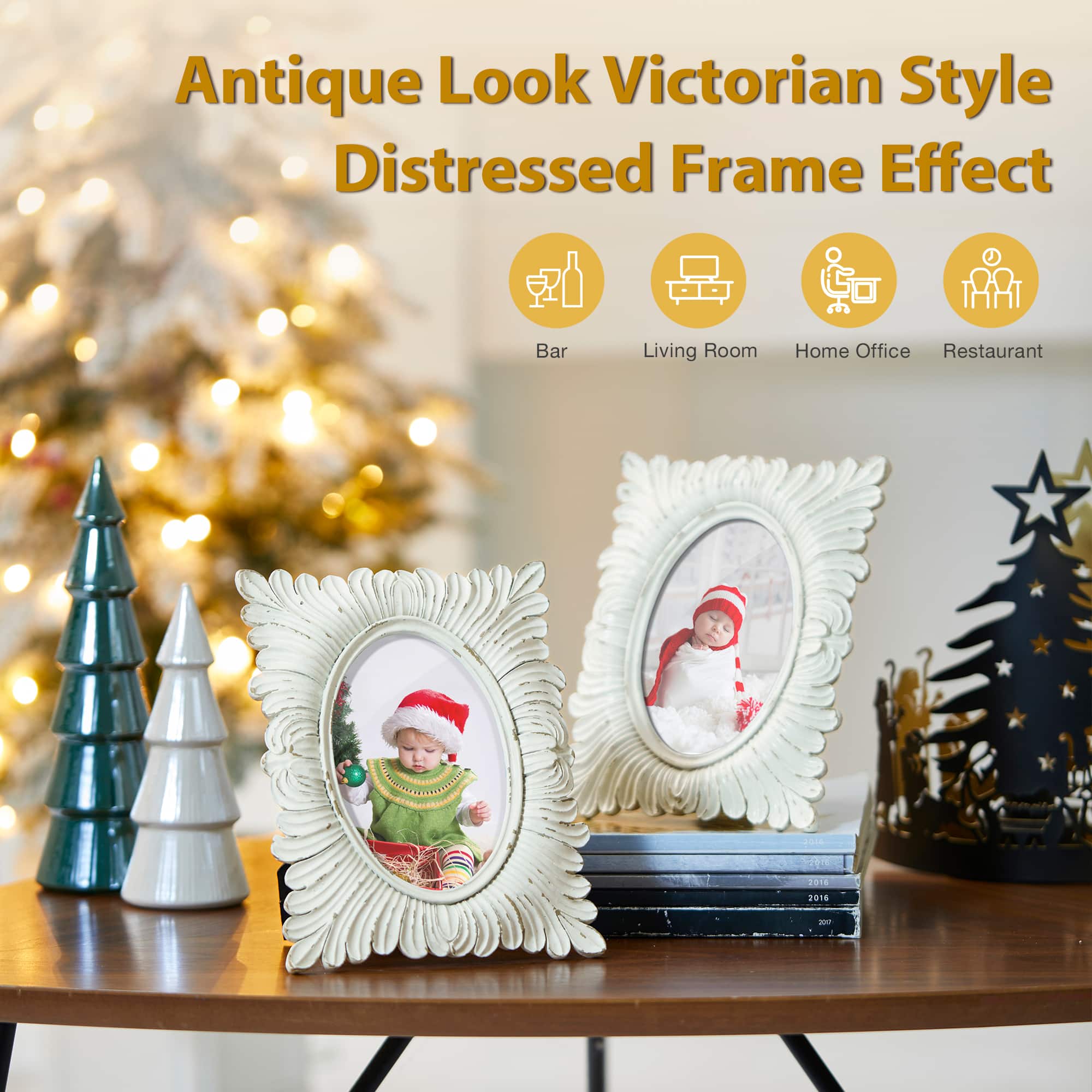 Glitzhome&#xAE; 2 Pack 4&#x22; x 6&#x22; White Ornate Resin Tabletop Picture Frames