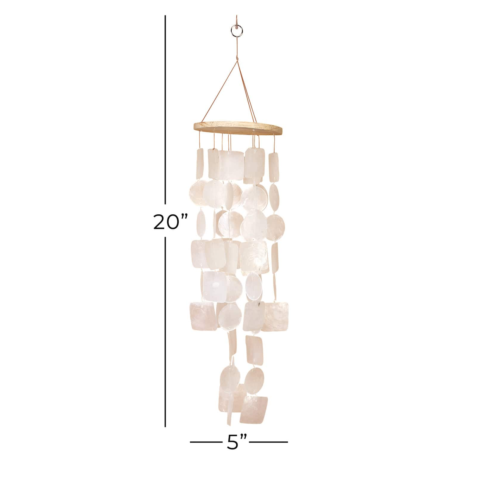 White Capiz shell Coastal Windchime, 20&#x22;