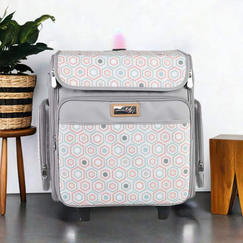 Everything Mary Gray Hexagon Rolling Scrapbook Storage Tote