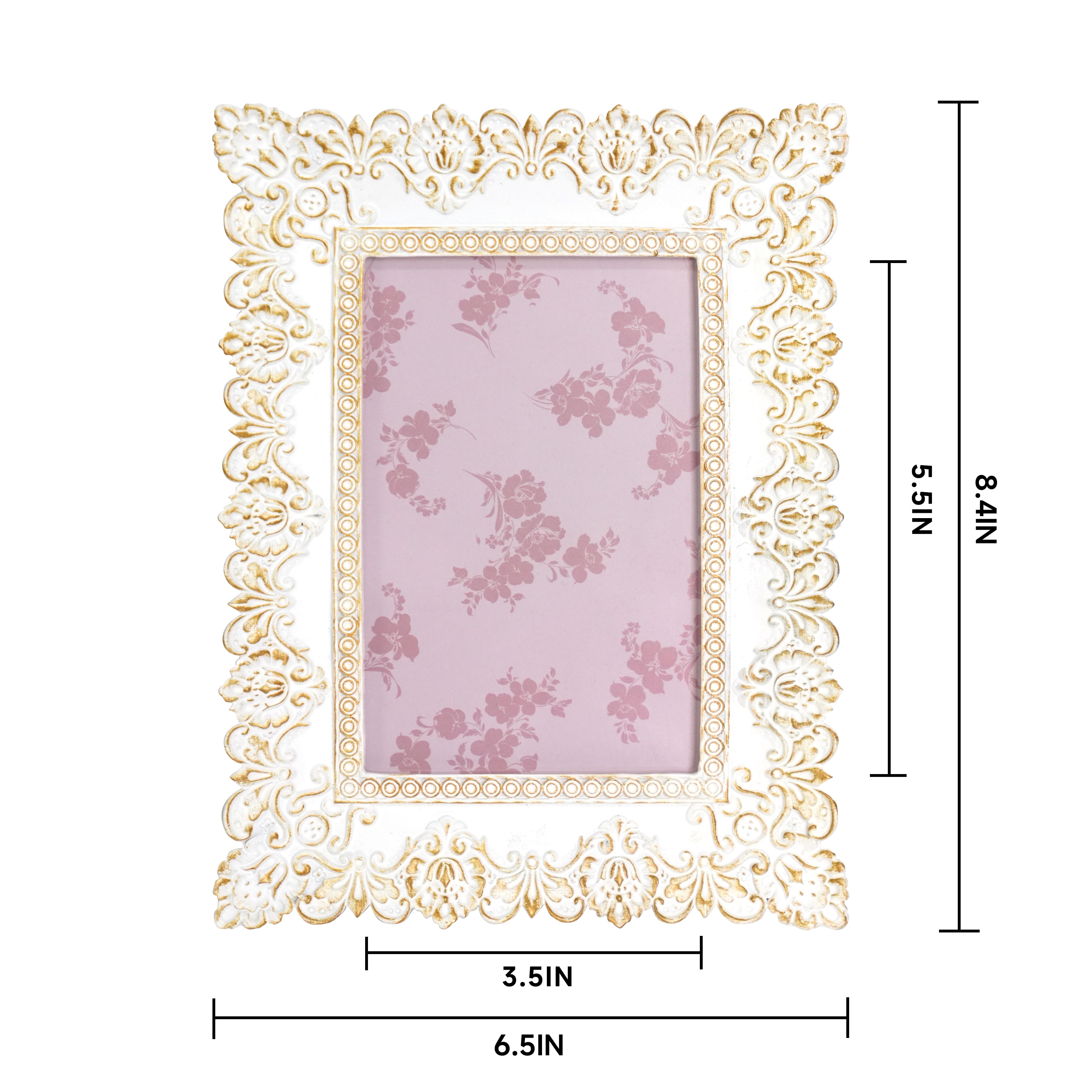 Just Jane 4&#x22; x 6&#x22; White &#x26; Gold Lace Frame by Studio D&#xE9;cor&#xAE;