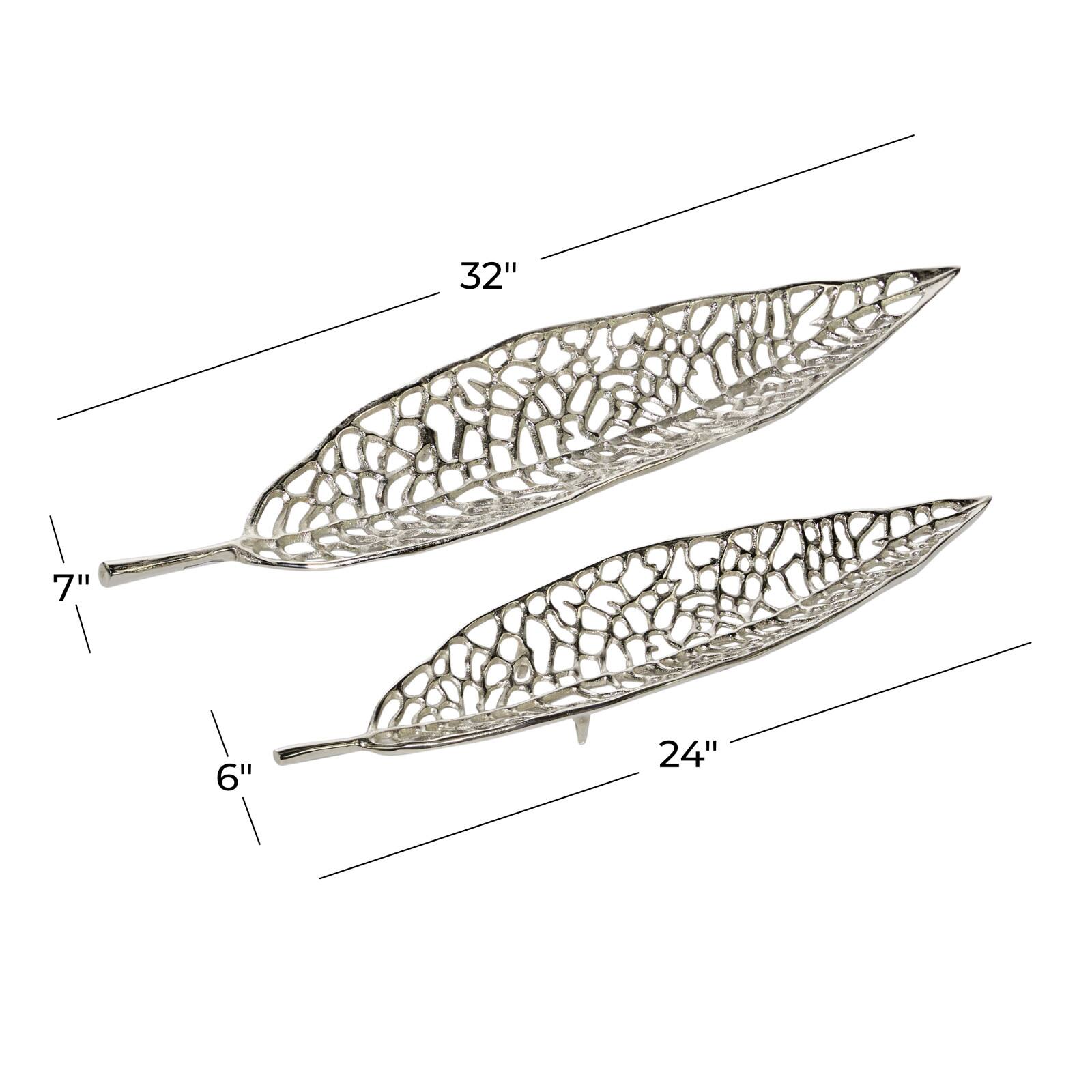 Silver Leaf Aluminum Glam Tray Set