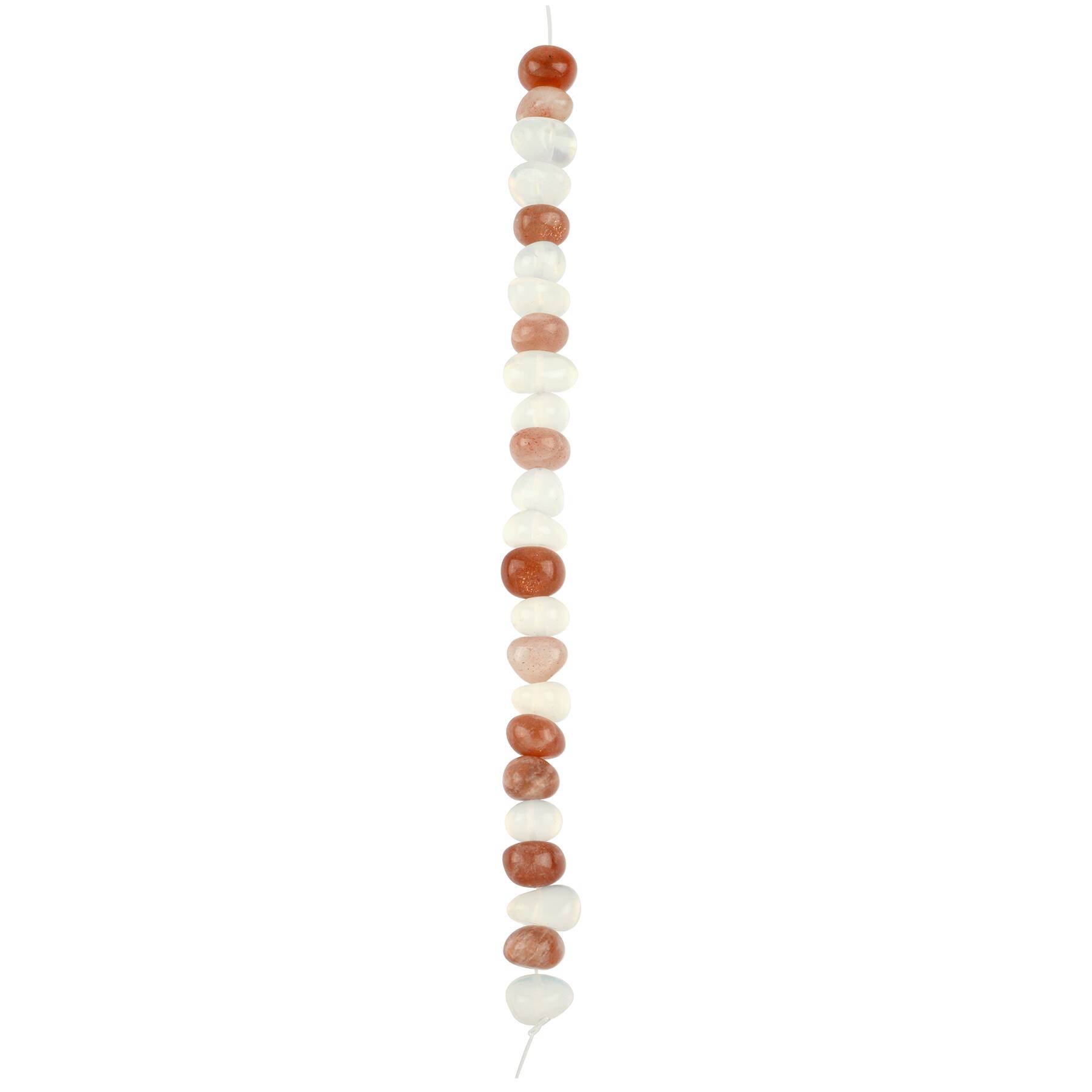 12 Pack: White Opal Glass & Sunstone Potato Beads, 12mm by Bead Landing™