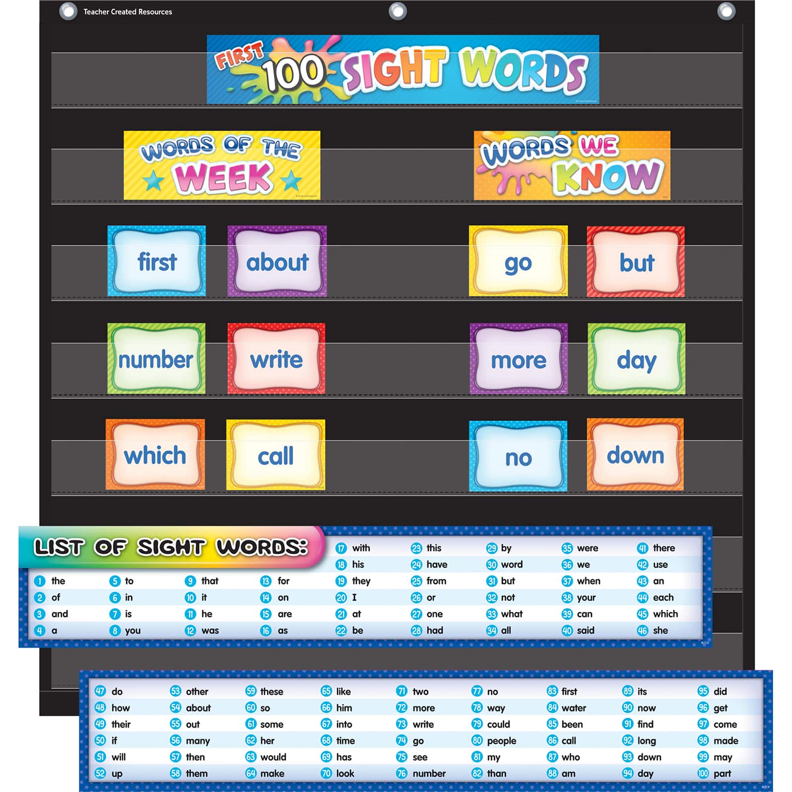 Teacher Created Resources First 100 Sight Words Pocket Chart Cards