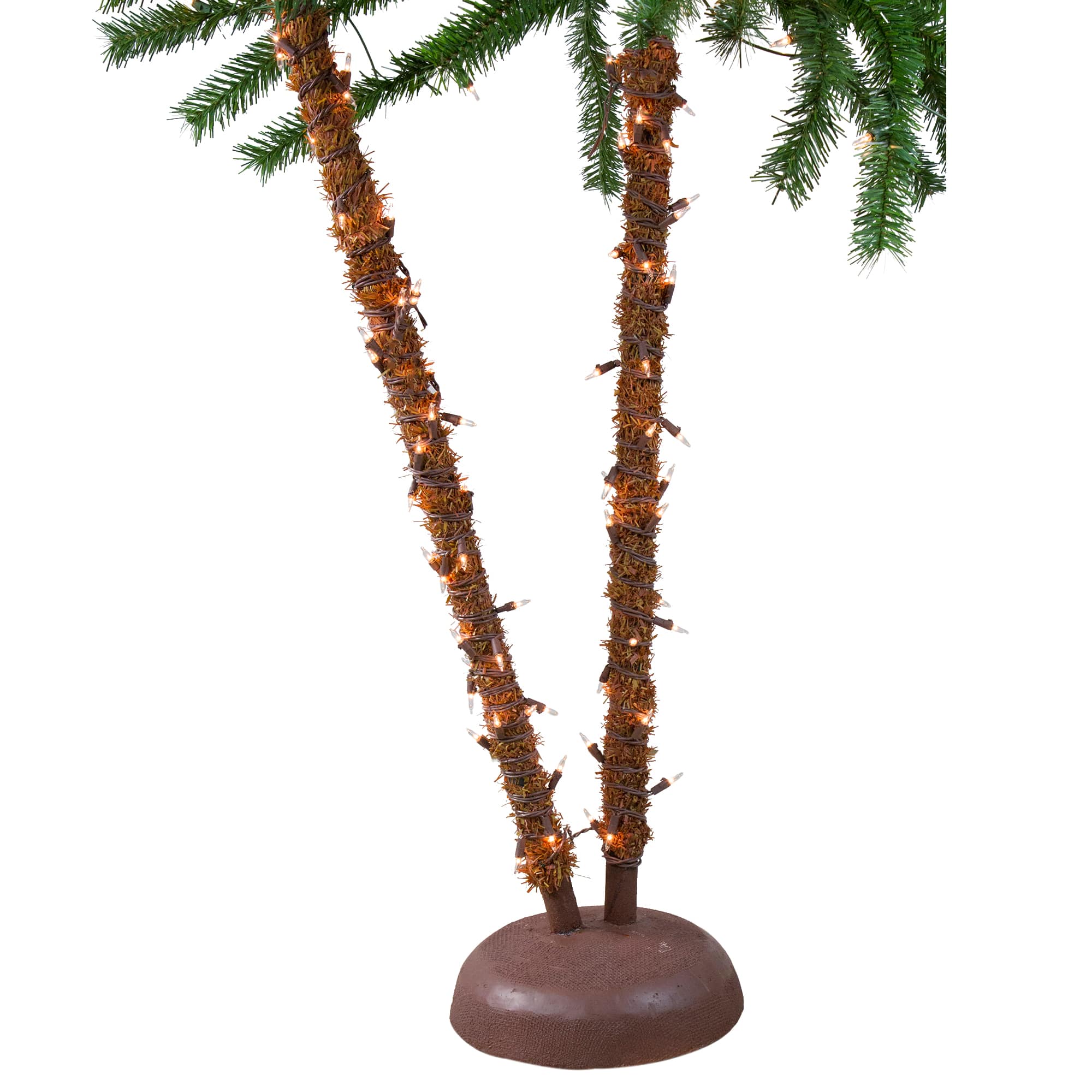 4ft. & 6ft. Pre-Lit Dual Artificial Outdoor Palm Christmas Tree, Multicolor Lights