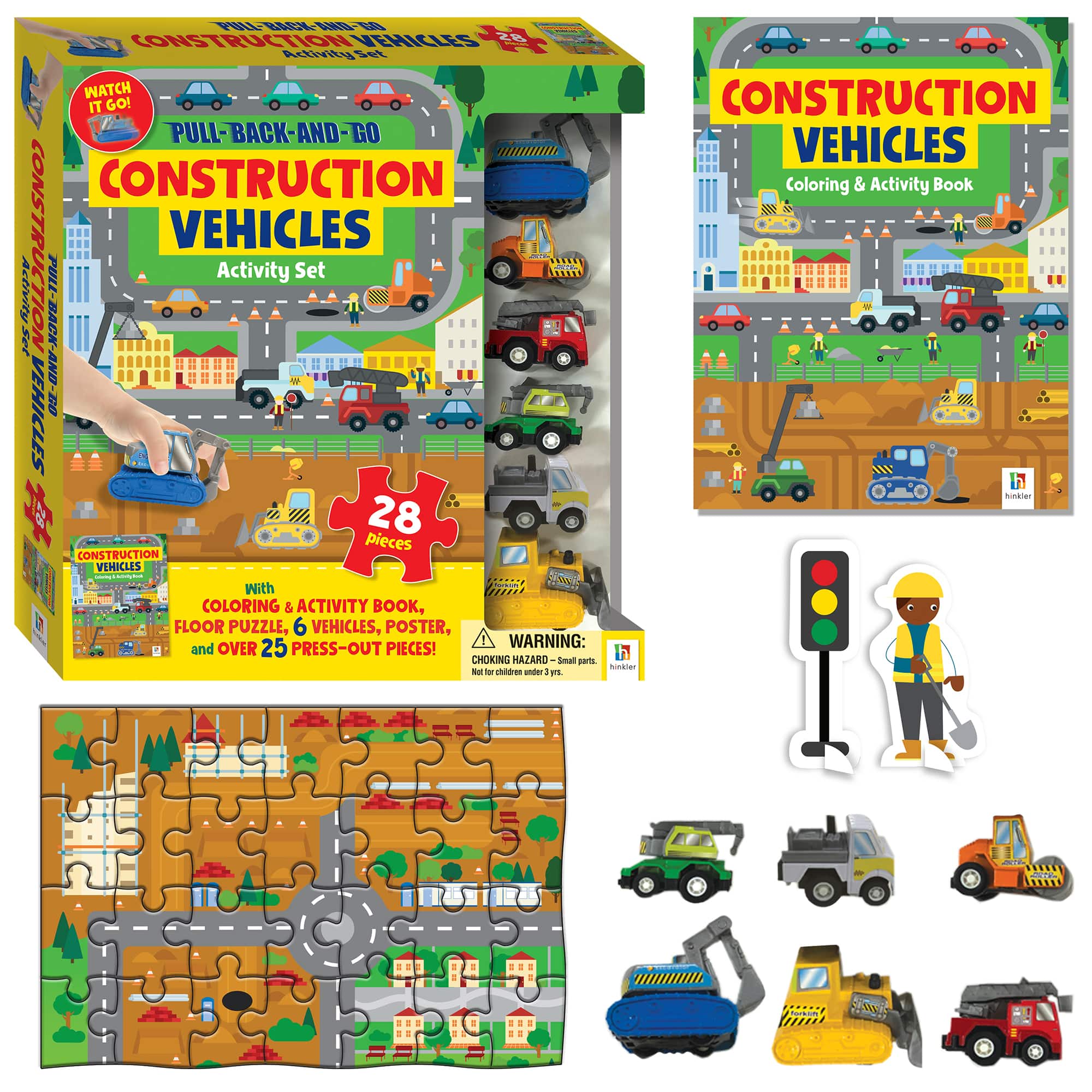 Hinkler Pull-Back and Go Construction Vehicles Floor Puzzle