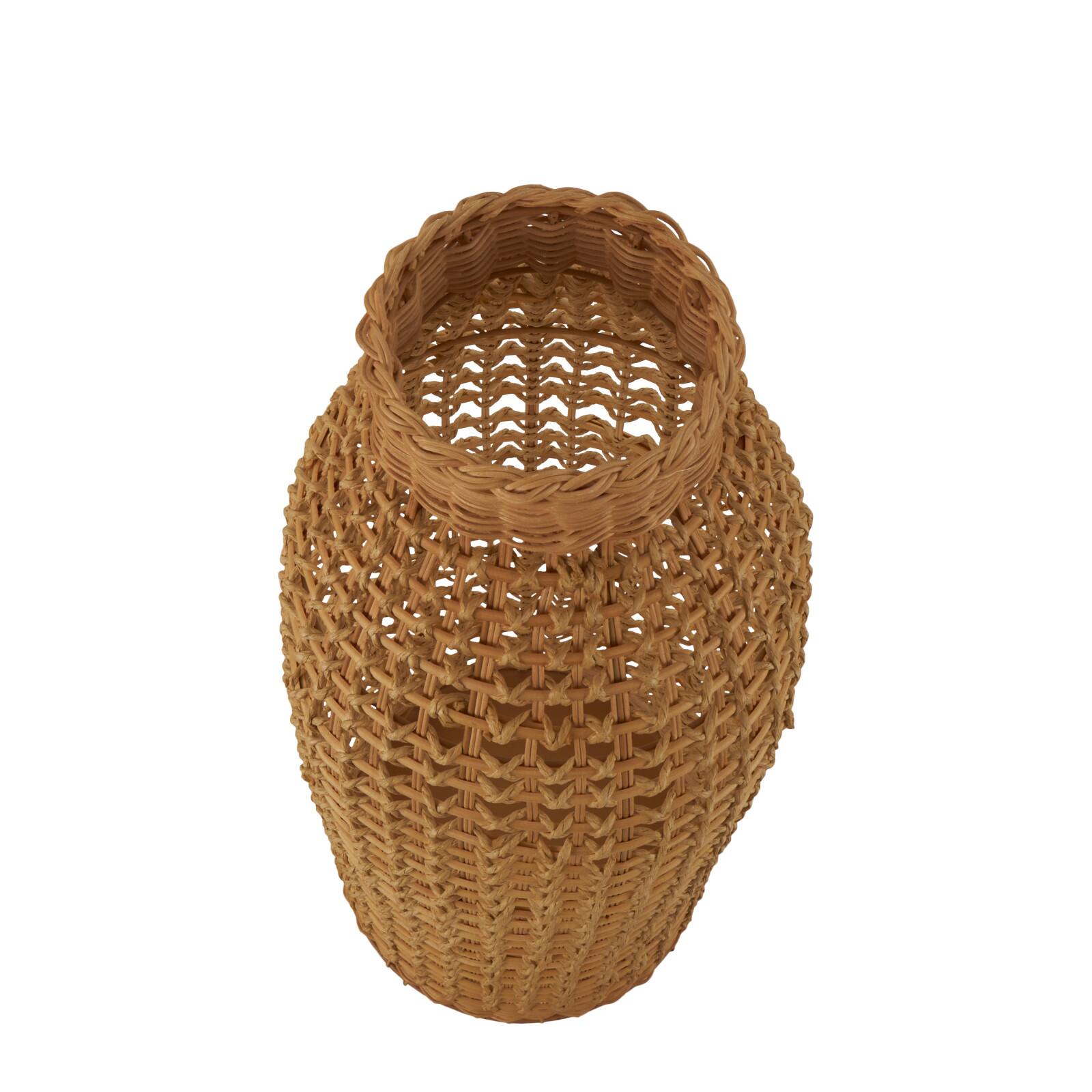 30.5" Brown Open Frame Woven Rattan Vase