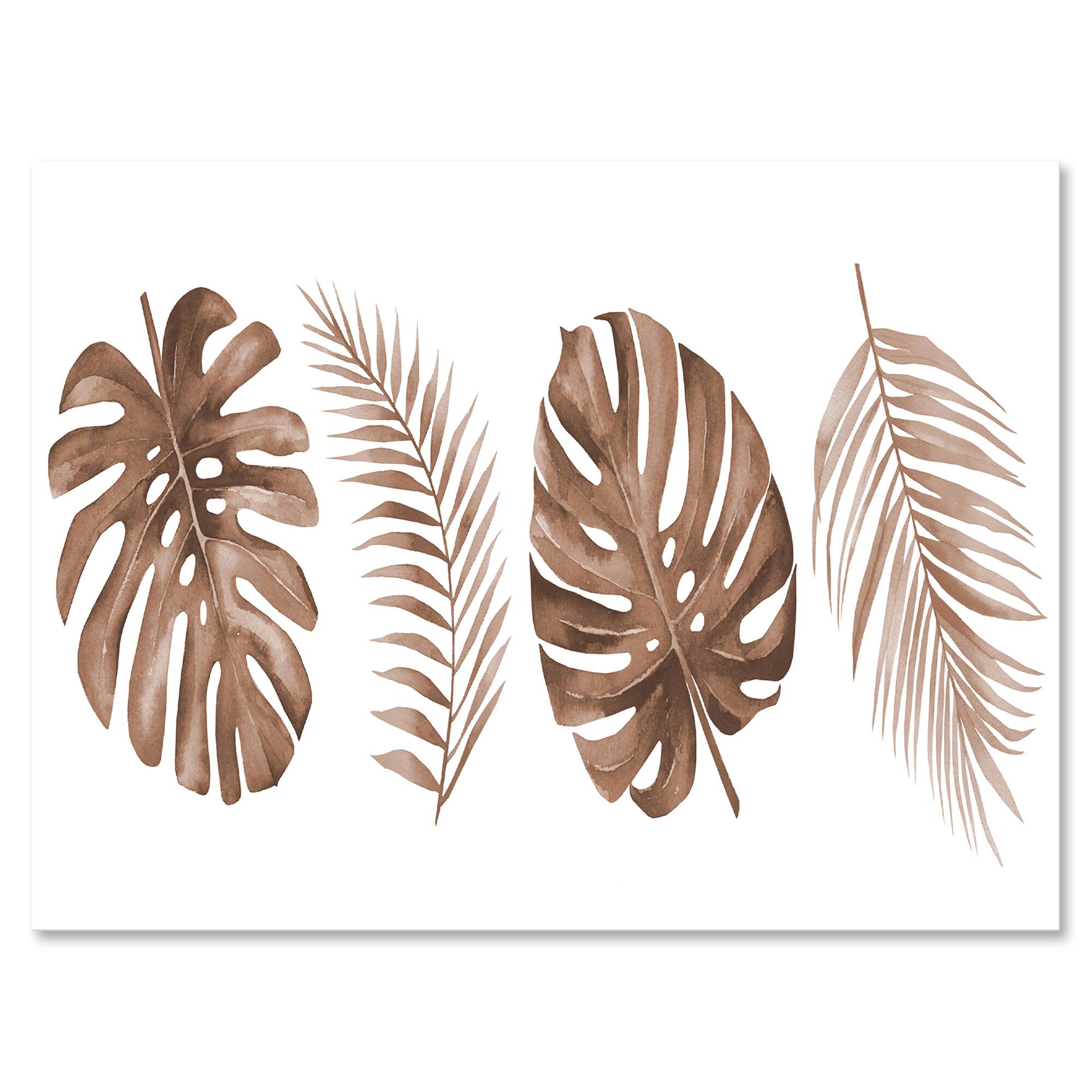 Designart - Tropical Monstera and Palm Leaf In Terracotta - Traditional Canvas Wall Art Print