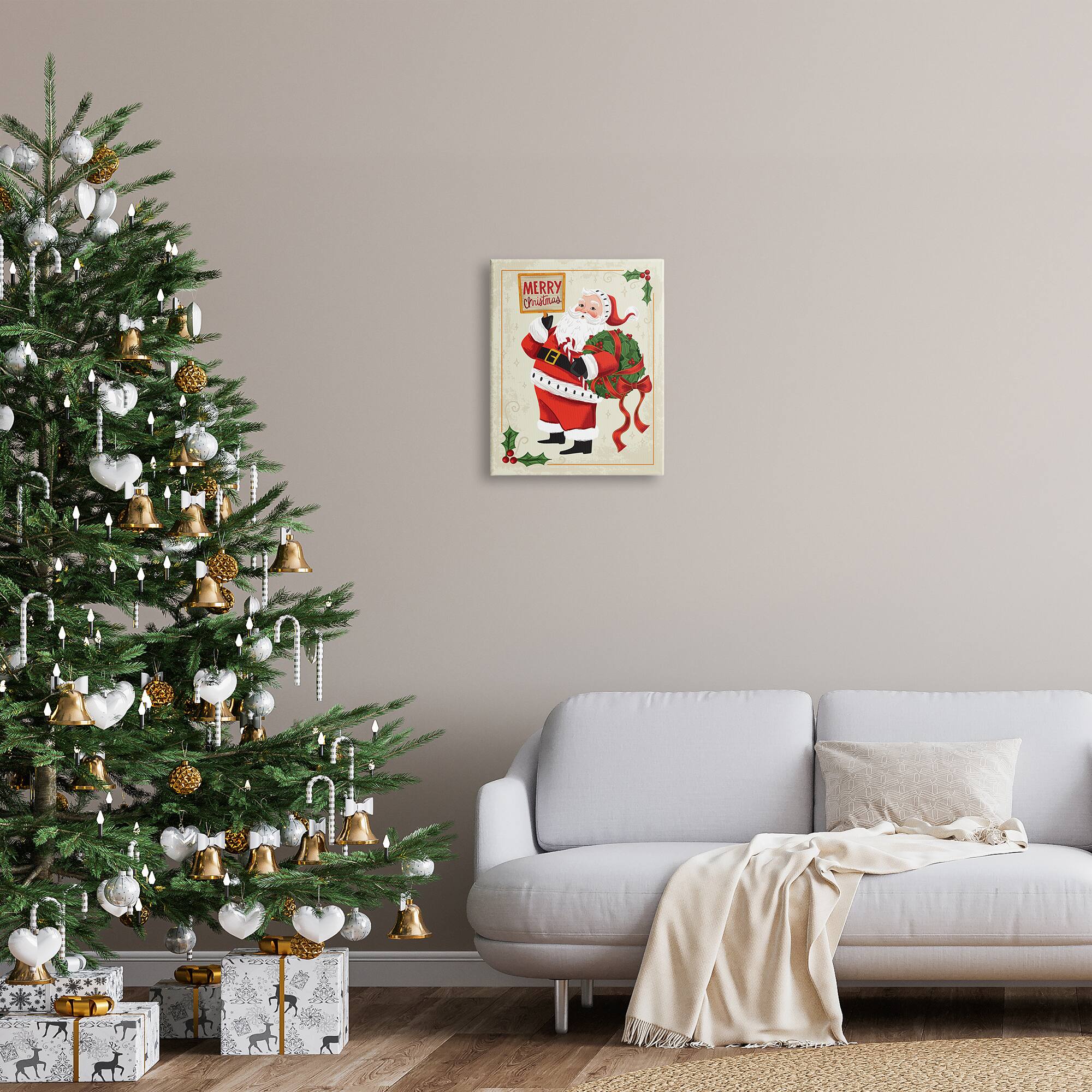 Stupell Industries Merry Christmas Vintage Santa Canvas Wall Art