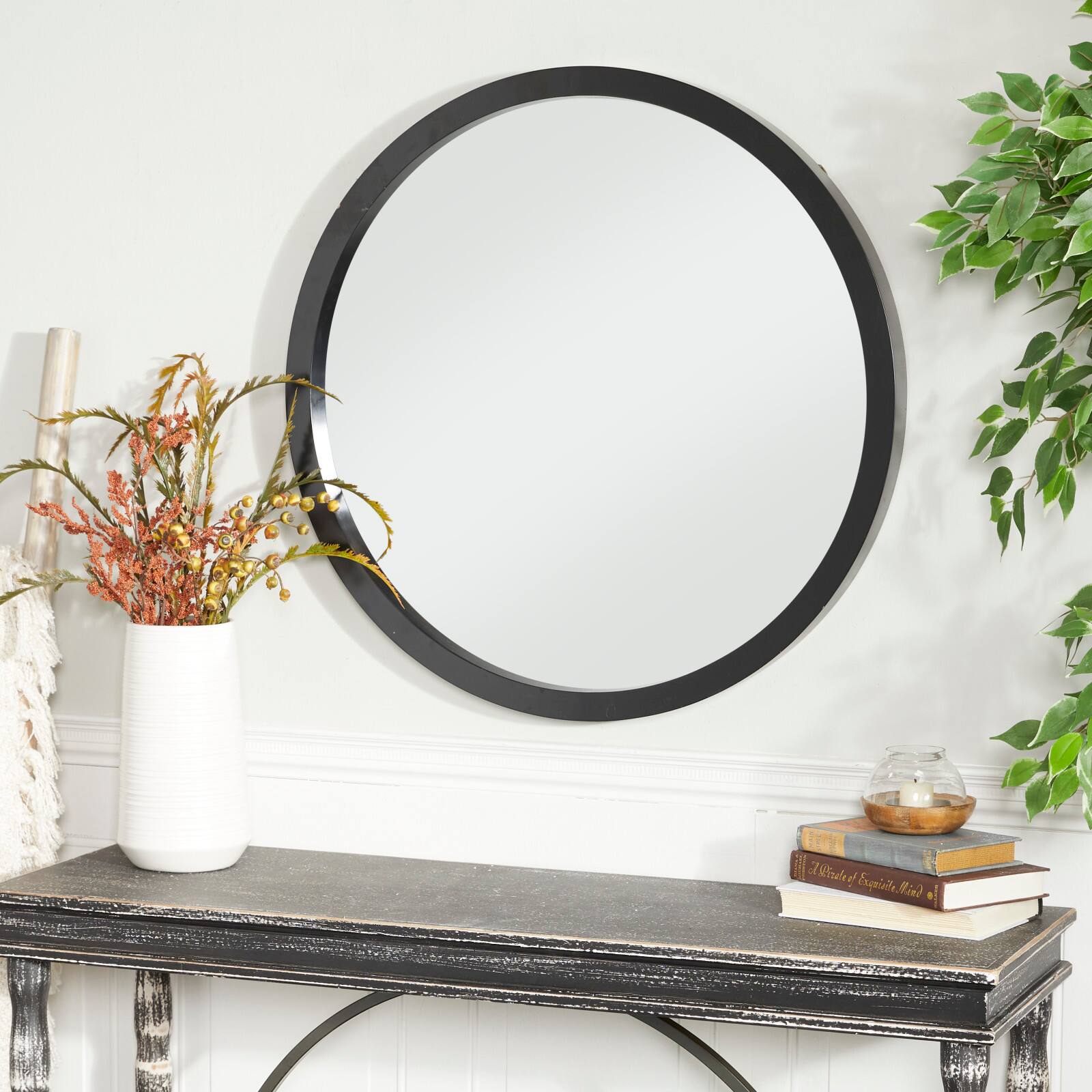 Black Contemporary Wall Mirror, 30&#x22; x 2&#x22; x 30&#x22;