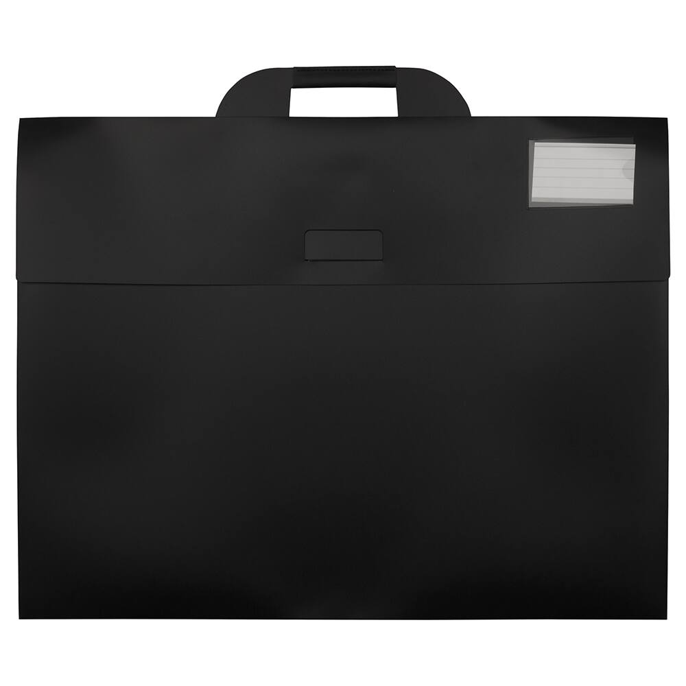 JAM Paper Black Thin Portfolio File Carry Cases with Handles Set