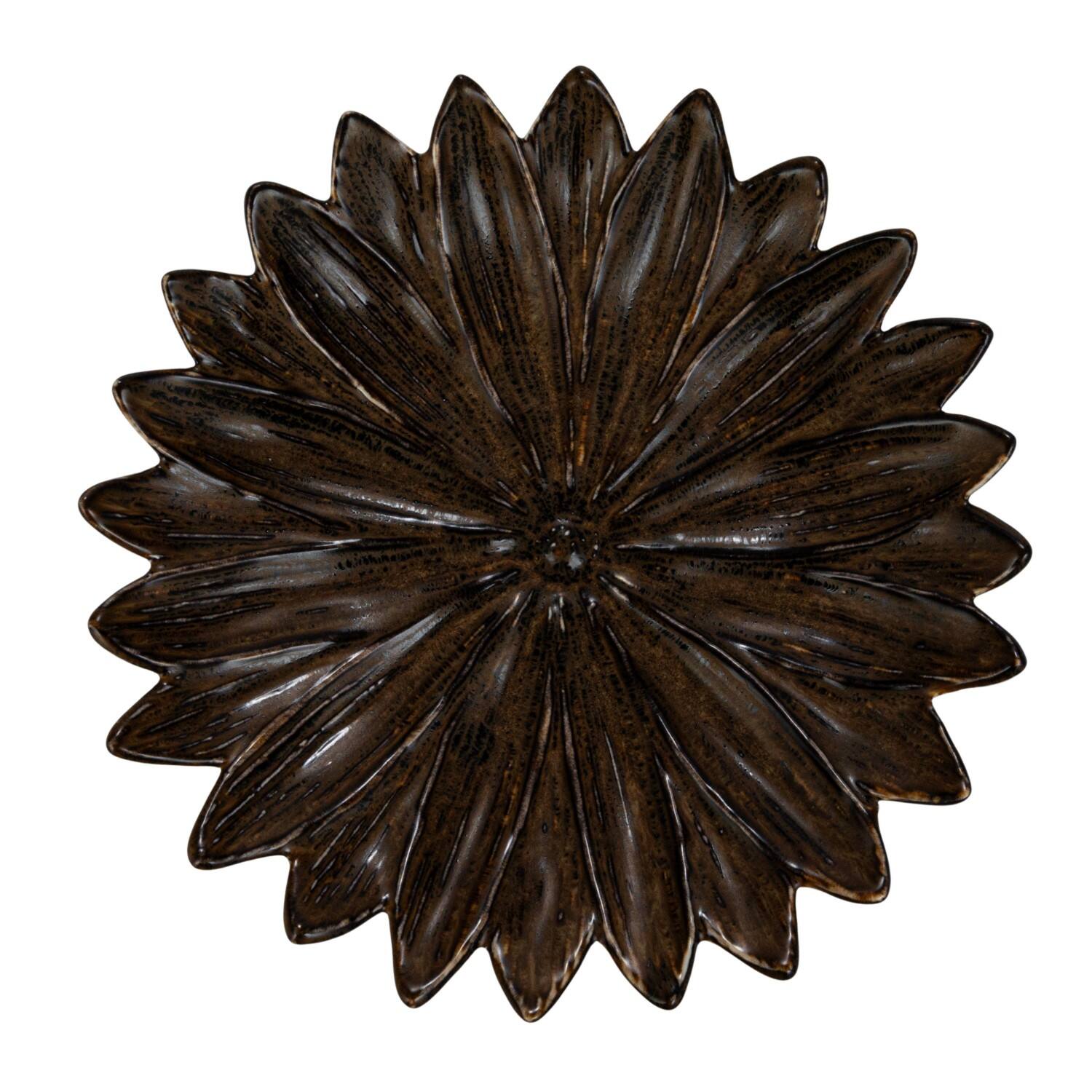 Hello Honey® 6.5" Brown Glaze Stoneware Flower Plate, 4ct.