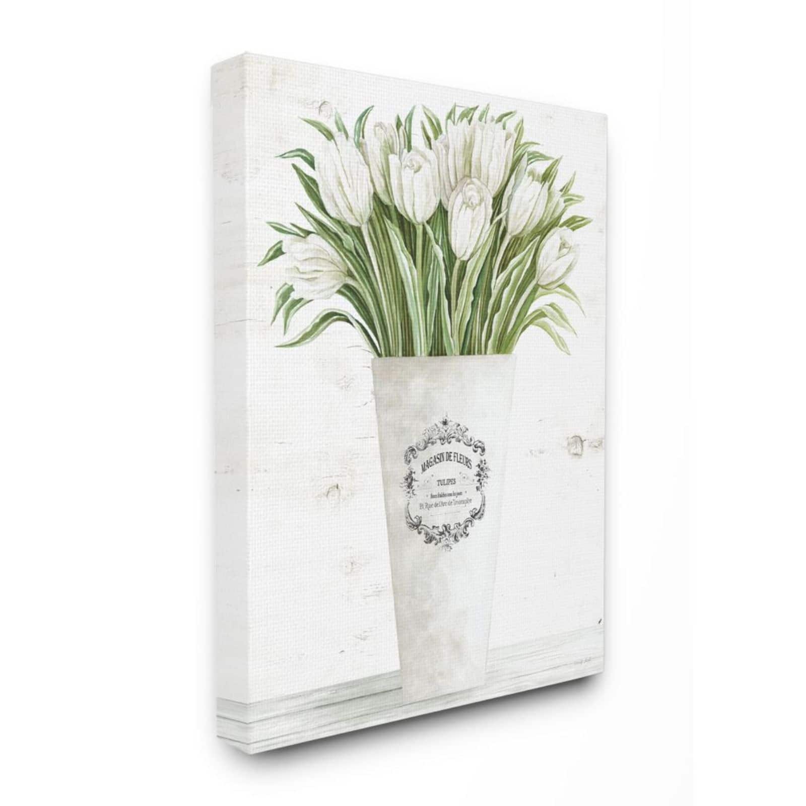 Stupell Industries White Tulip Bouquet in Parisian Vase Wall Accent