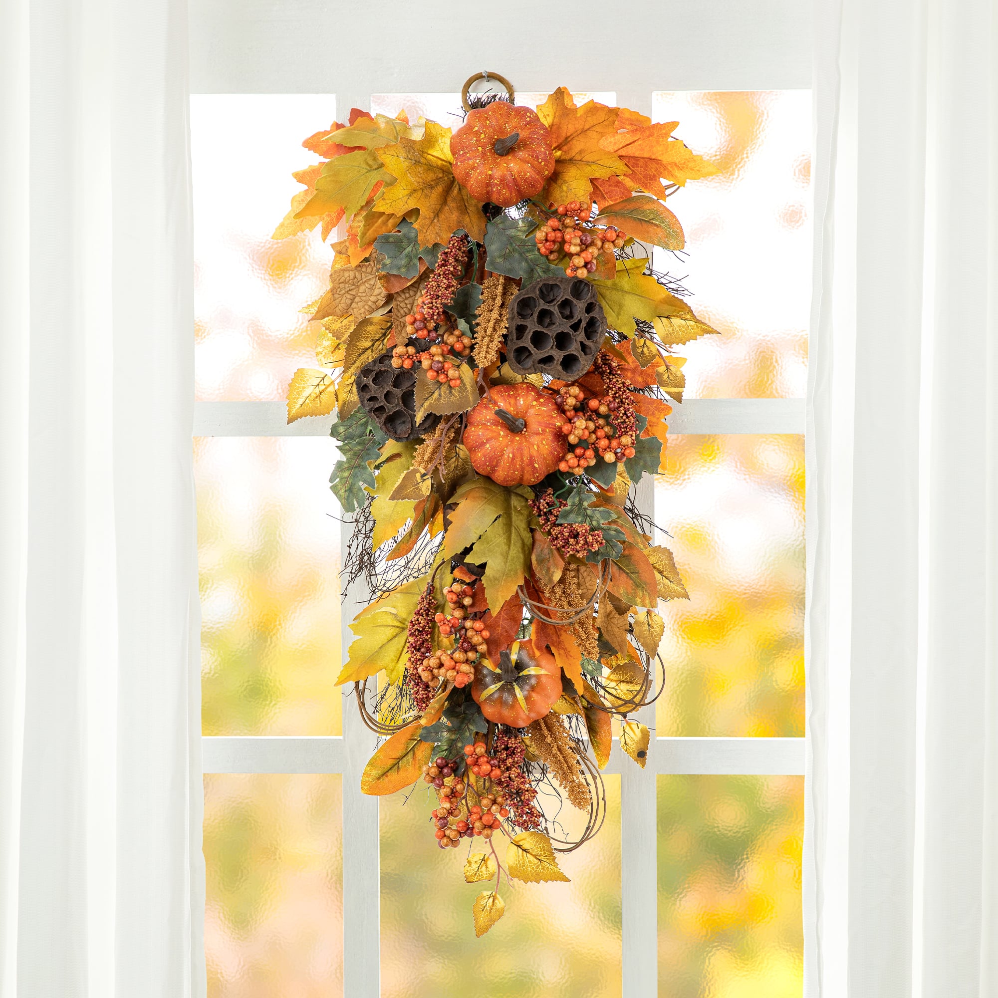 Glitzhome&#xAE; 25&#x22; Fall Pumpkin Leaf Swag